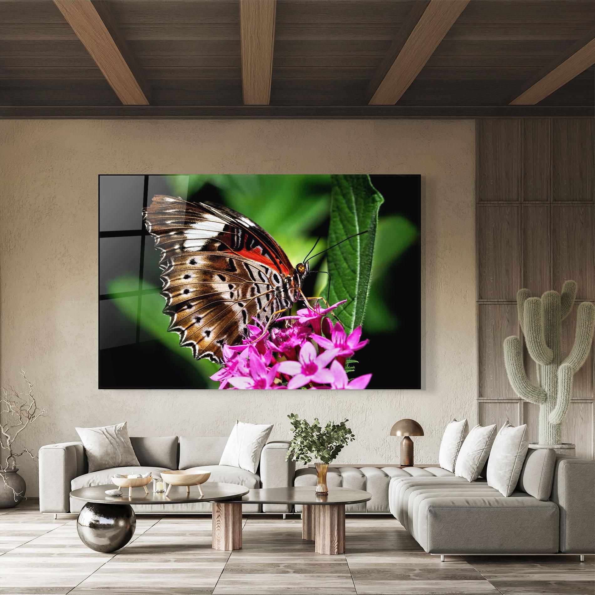 Tablou Sticla Brown Red Butterfly mockup 8