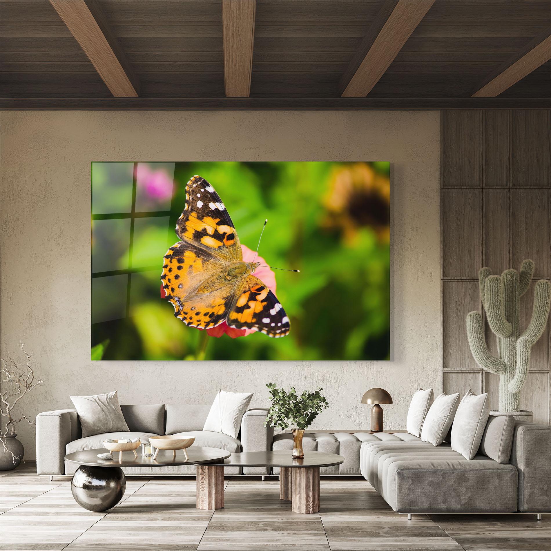 Tablou Sticla Butterfly On Flower mockup 8