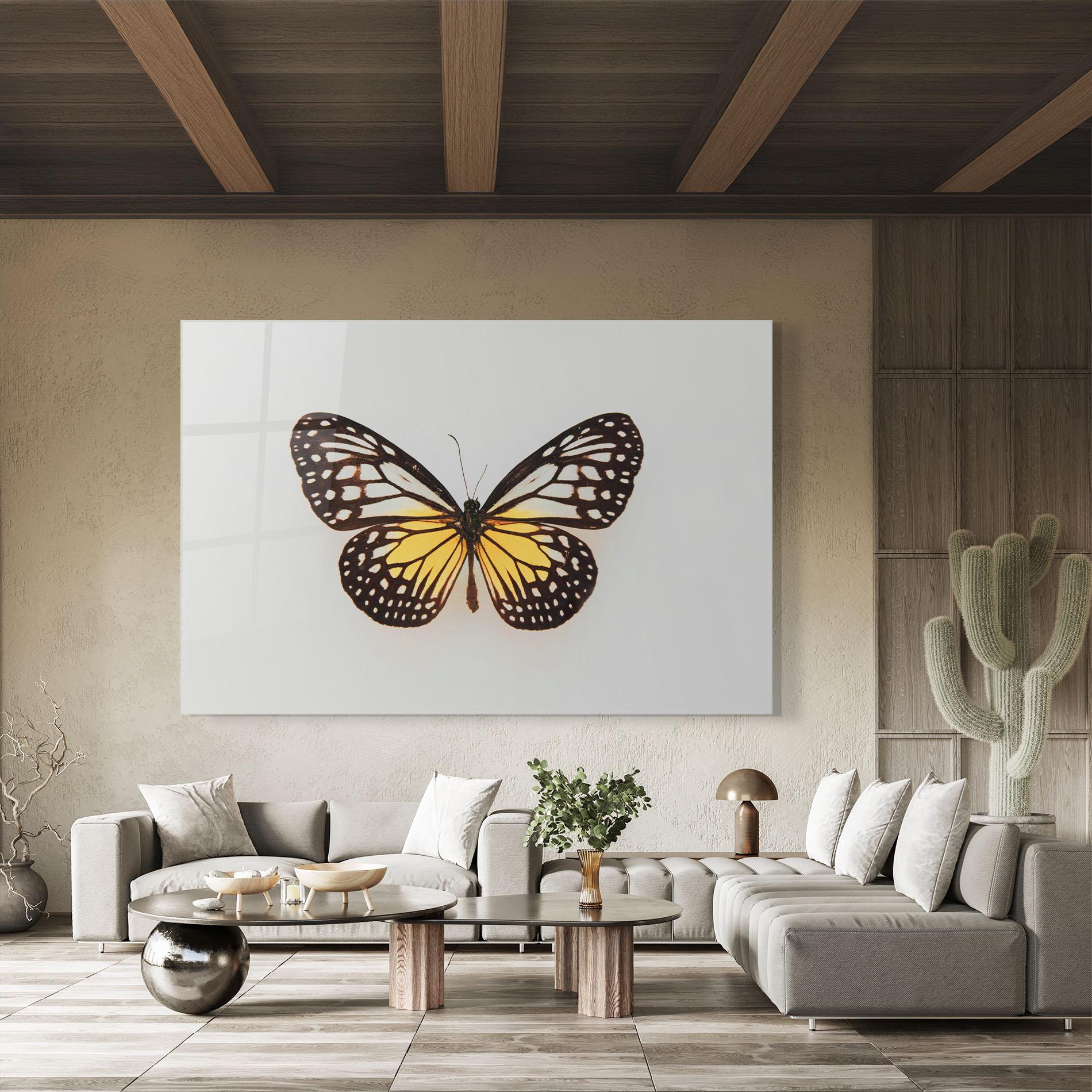 Tablou Sticla Butterfly On Grey mockup 8
