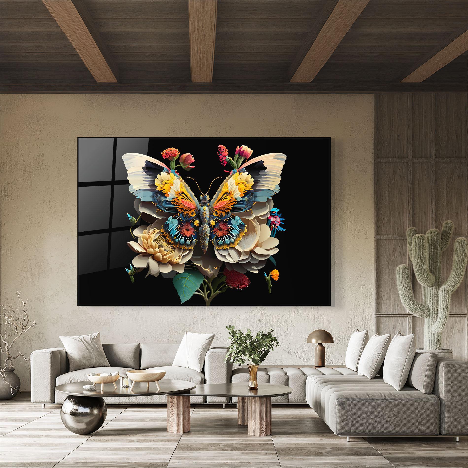 Tablou Sticla Colorful Butterfly mockup 8