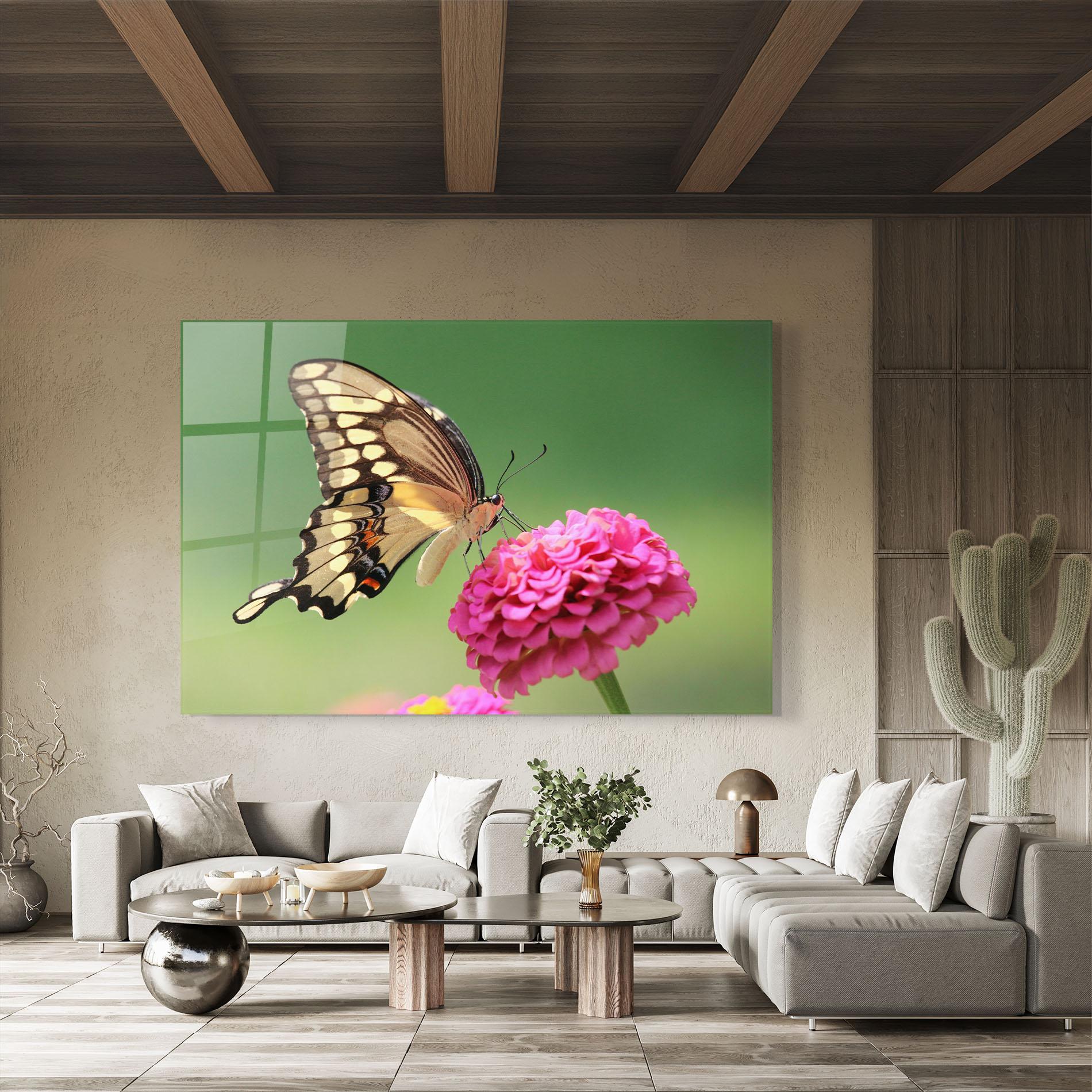 Tablou Sticla Cute Cream Butterfly mockup 8