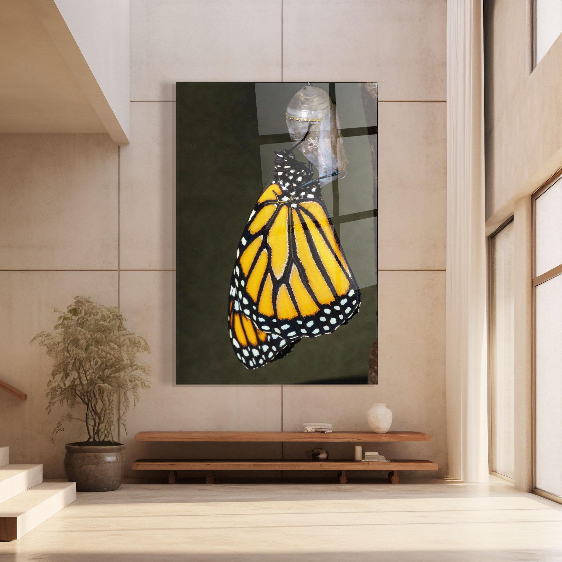 Tablou Sticla Dark Yellow Butterfly mockup 8