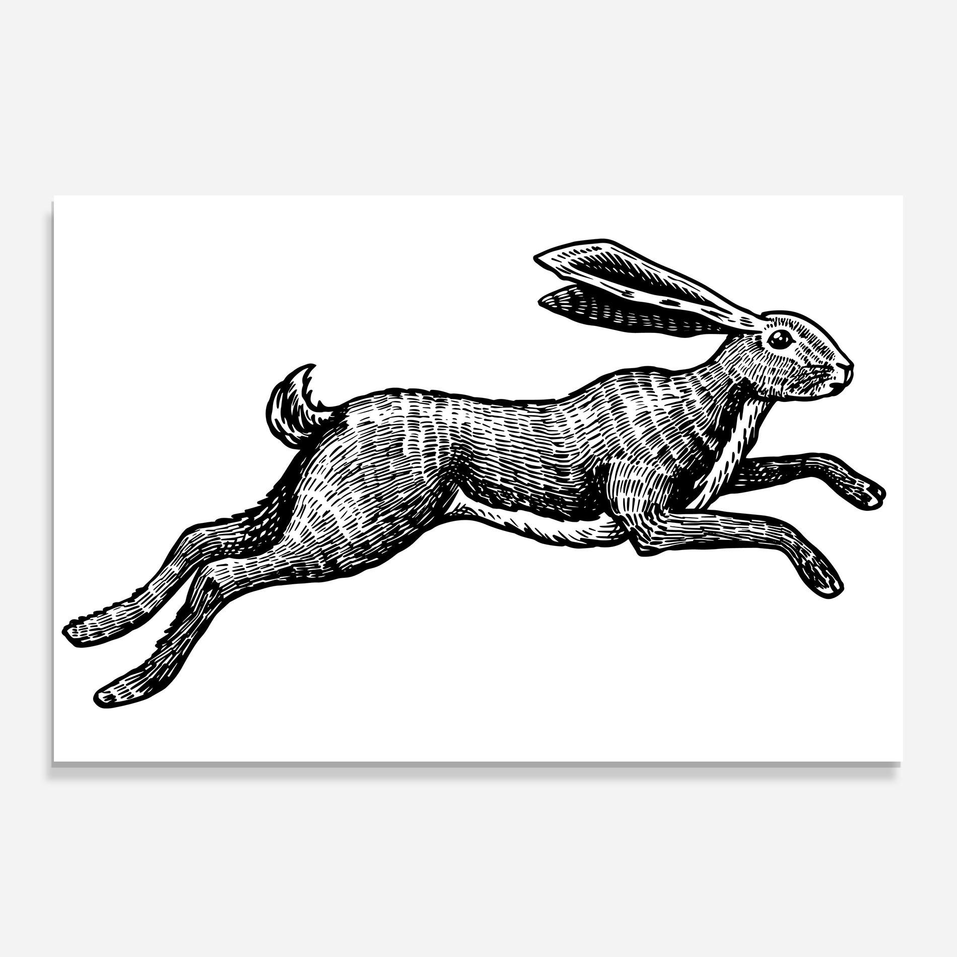 Tablou Sticla Black Line Bunny mockup 0