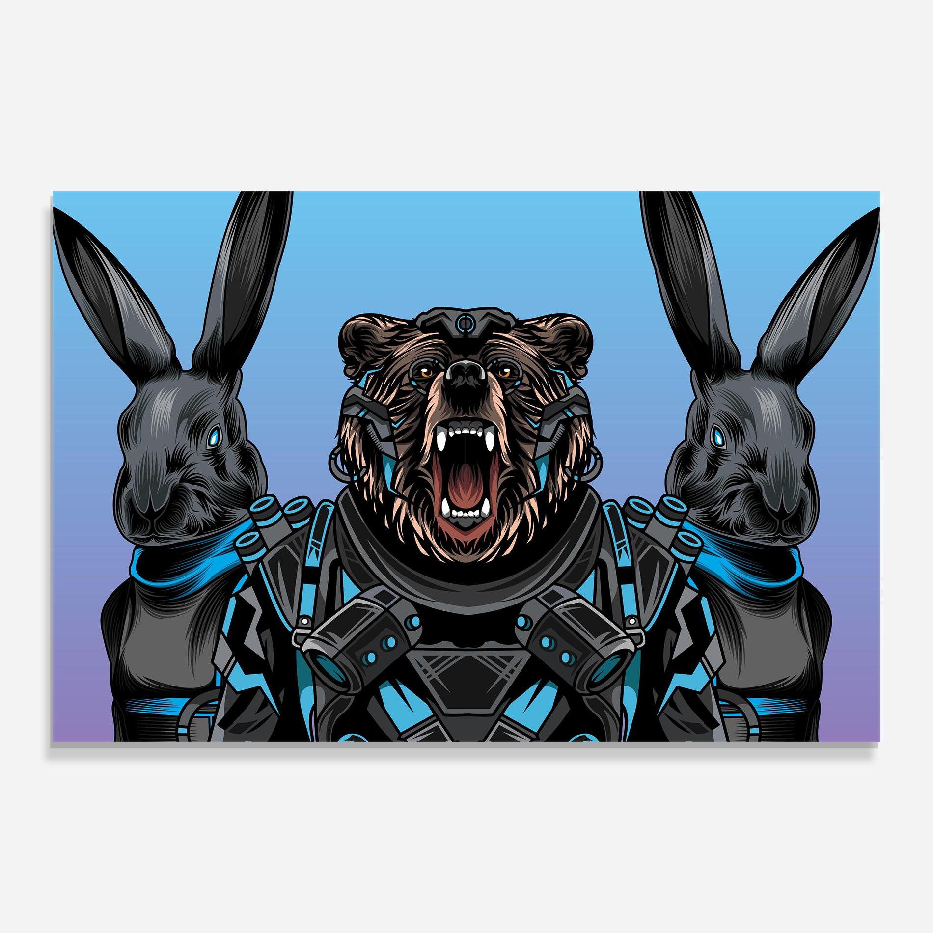 Tablou Sticla Bunny Bear mockup 0