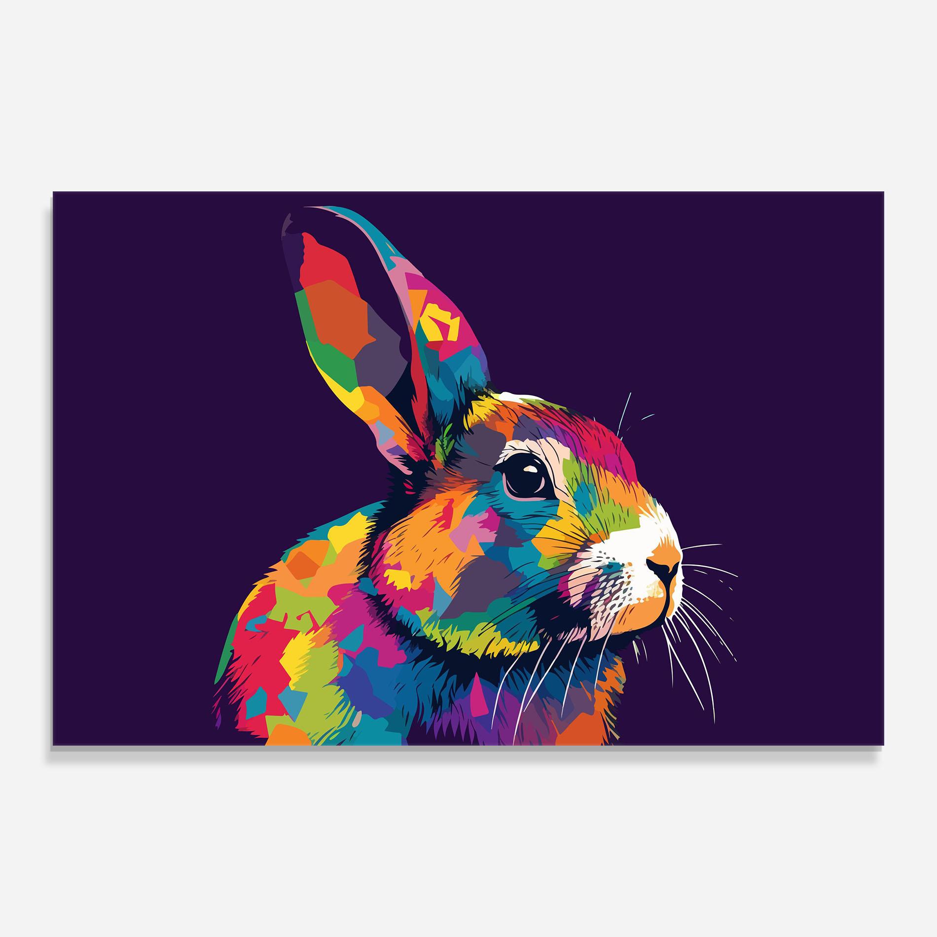 Tablou Sticla Bunny On Purple mockup 0