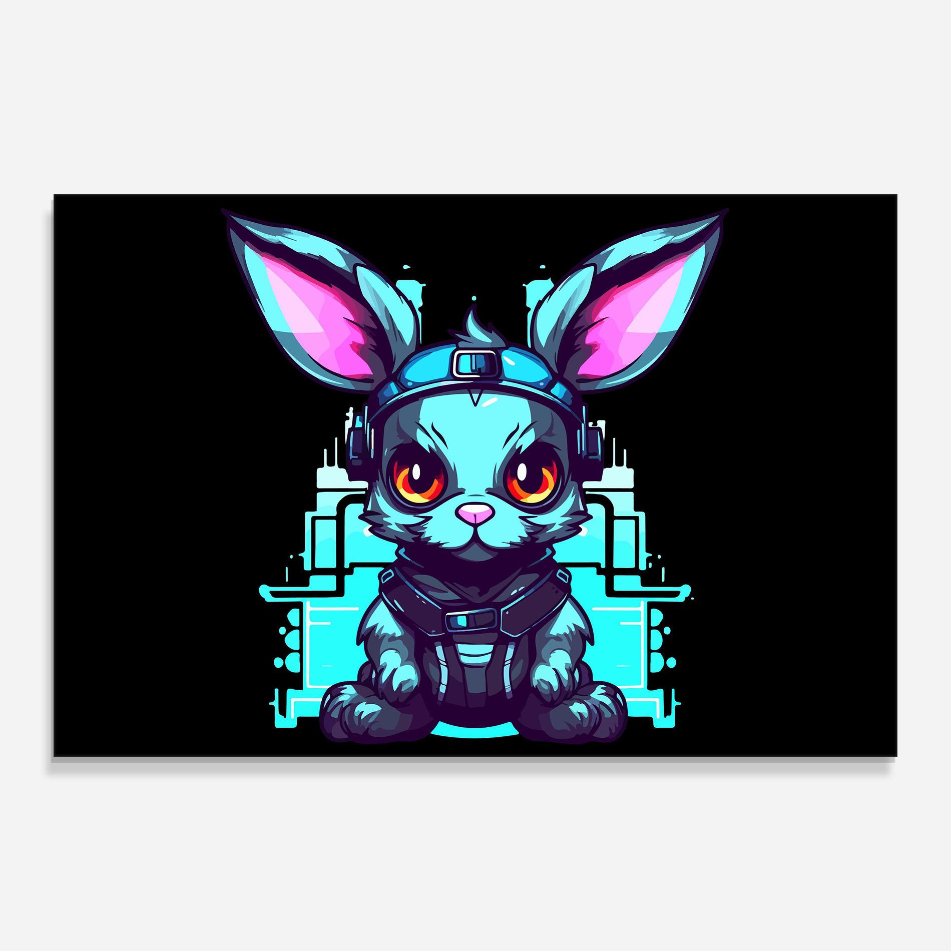 Tablou Sticla Cyberpunk Rabbit mockup 0