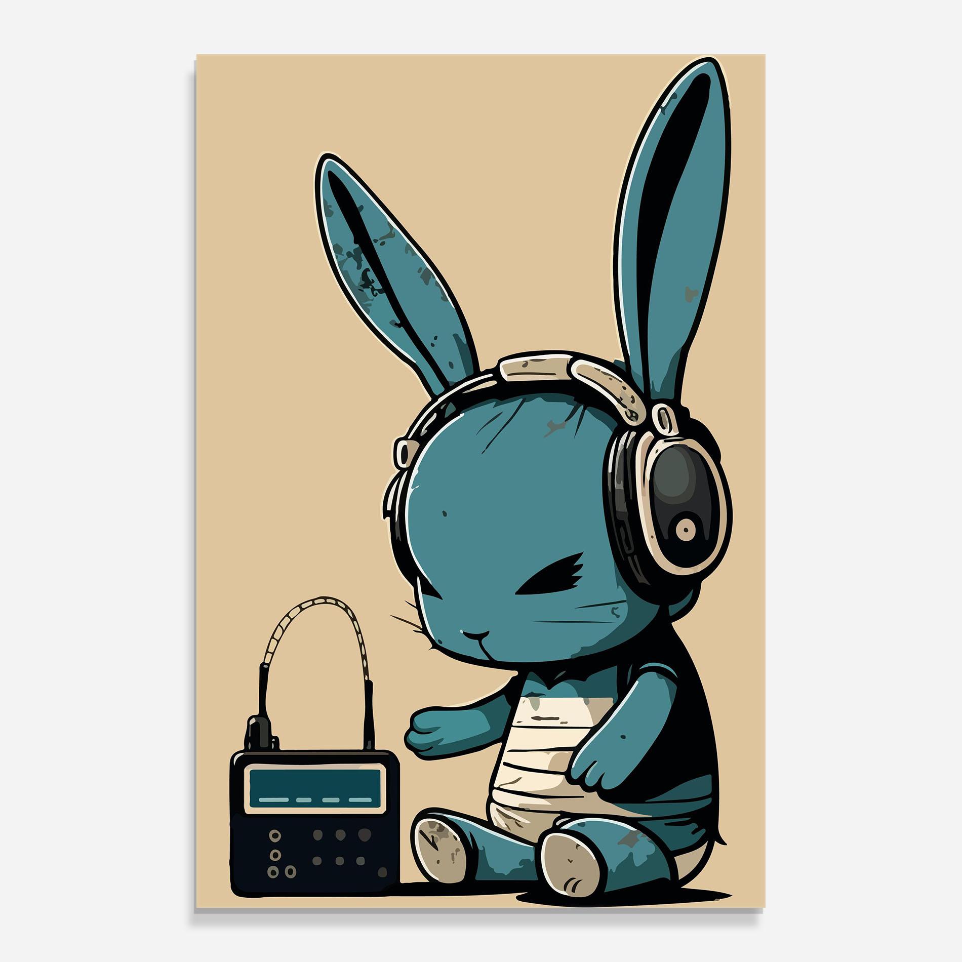 Tablou Sticla Blue Baby Bunny mockup 0