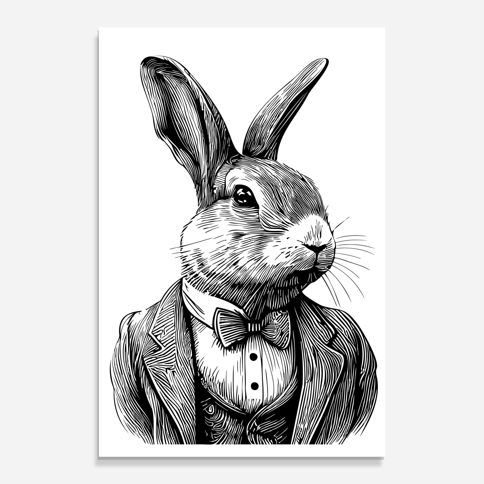 Tablou Sticla Bunny In Suit mockup 0