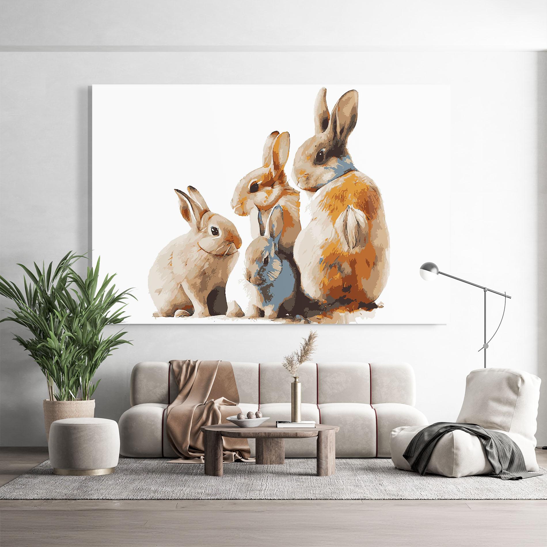 Tablou Sticla Bunny Family mockup 9