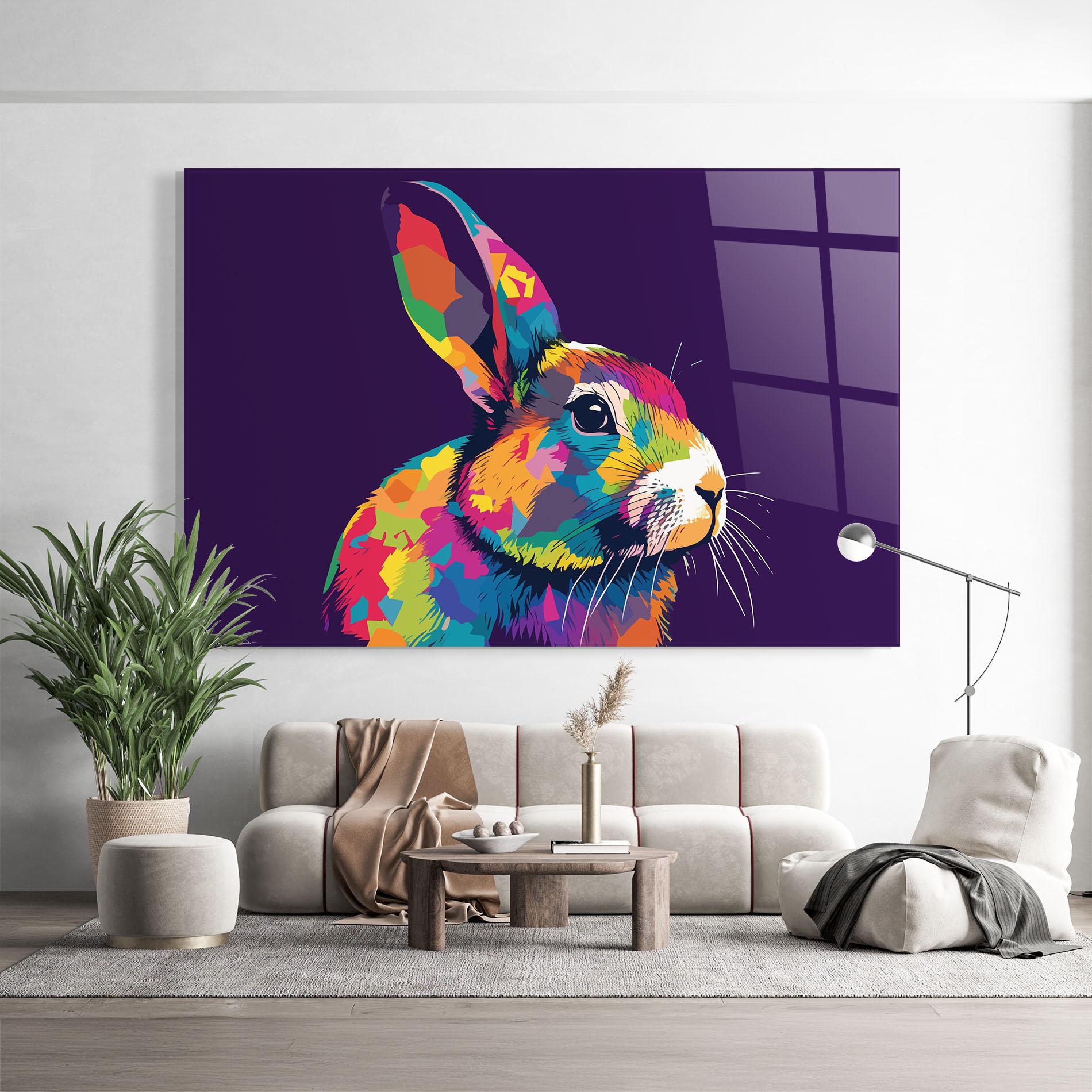 Tablou Sticla Bunny On Purple mockup 9