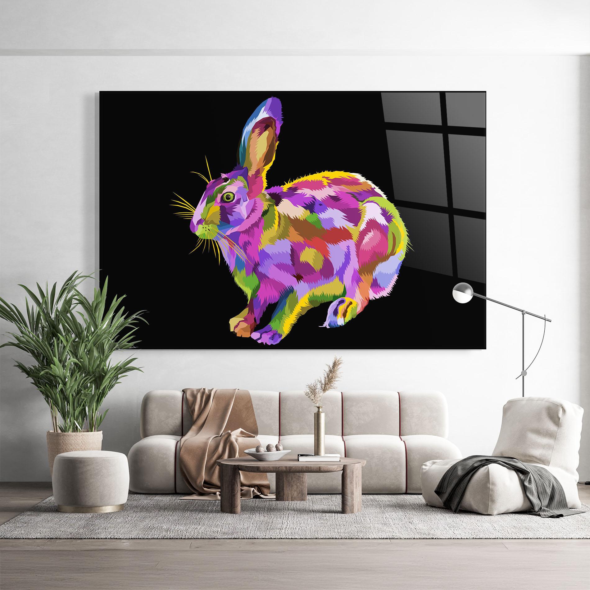 Tablou Sticla Colorful Bunny mockup 9