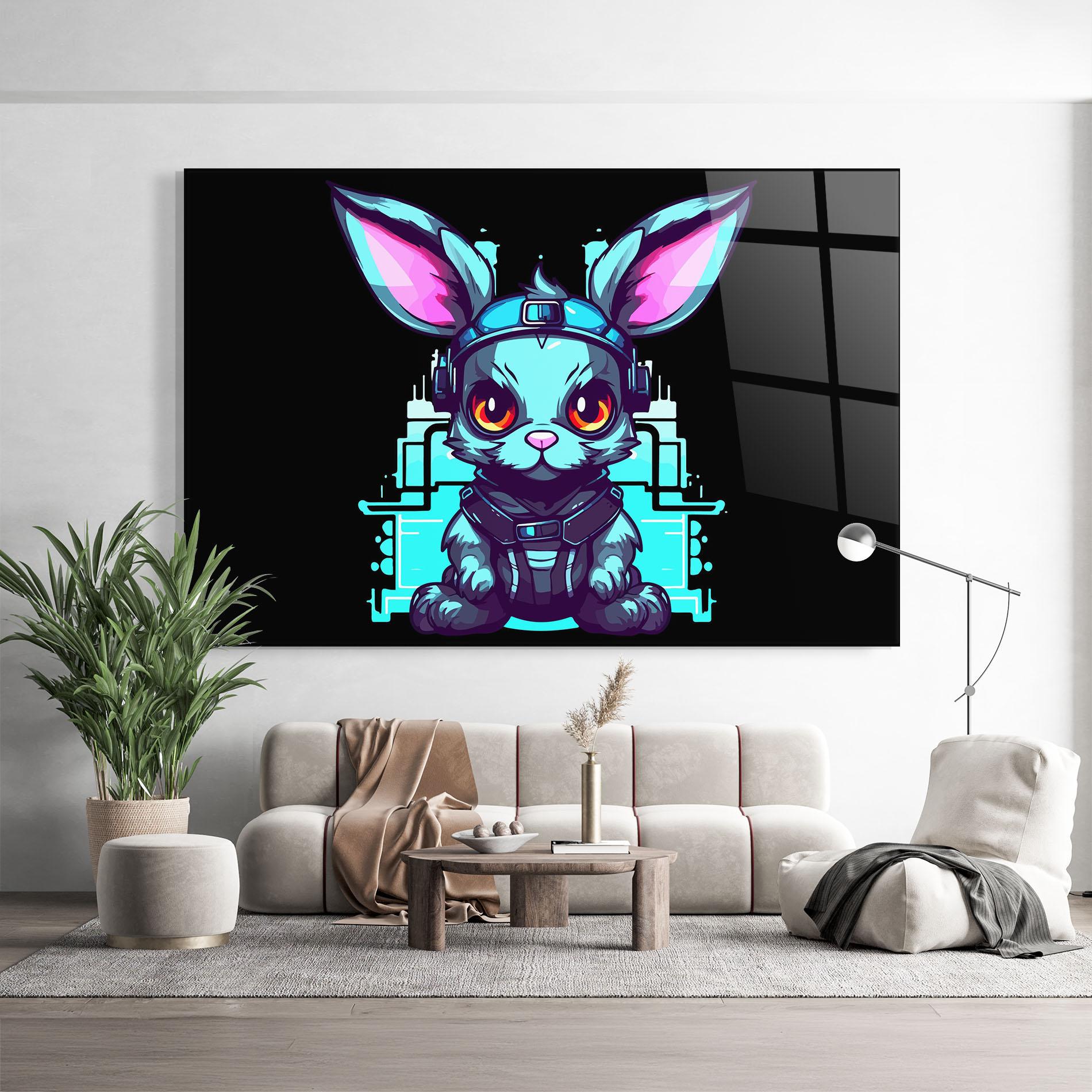 Tablou Sticla Cyberpunk Rabbit mockup 9