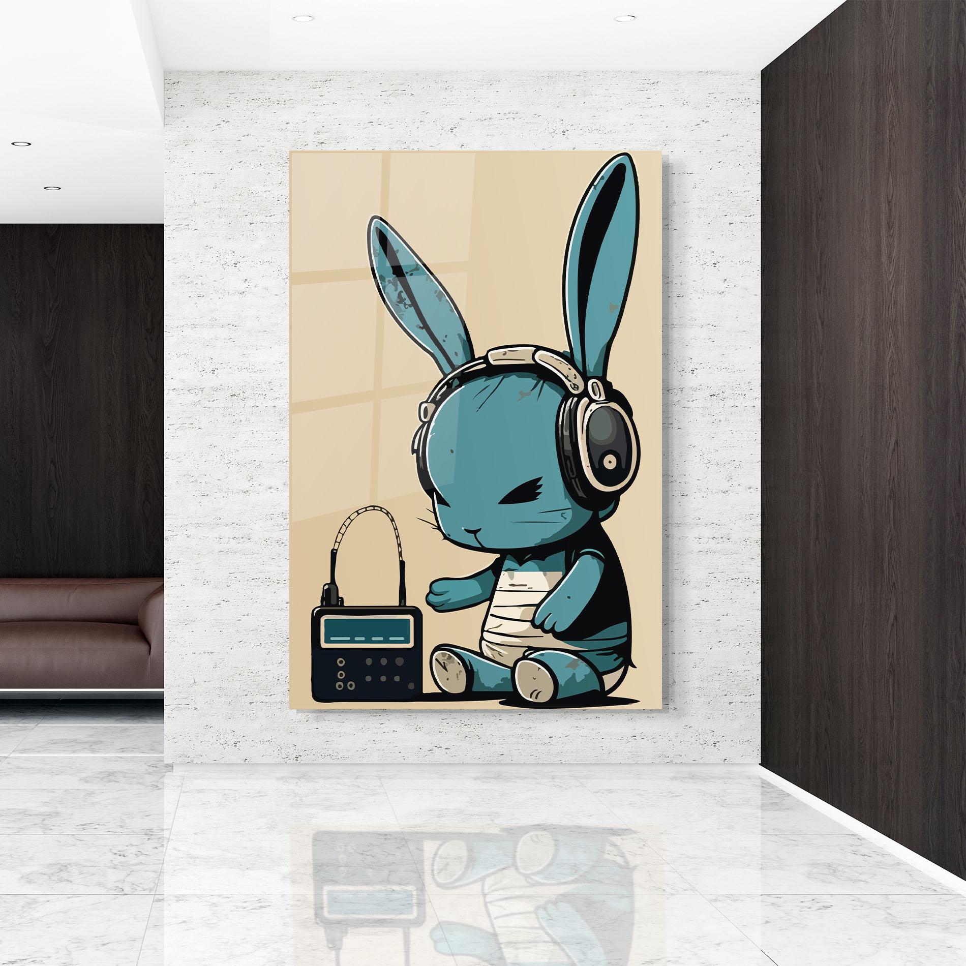 Tablou Sticla Blue Baby Bunny mockup 9