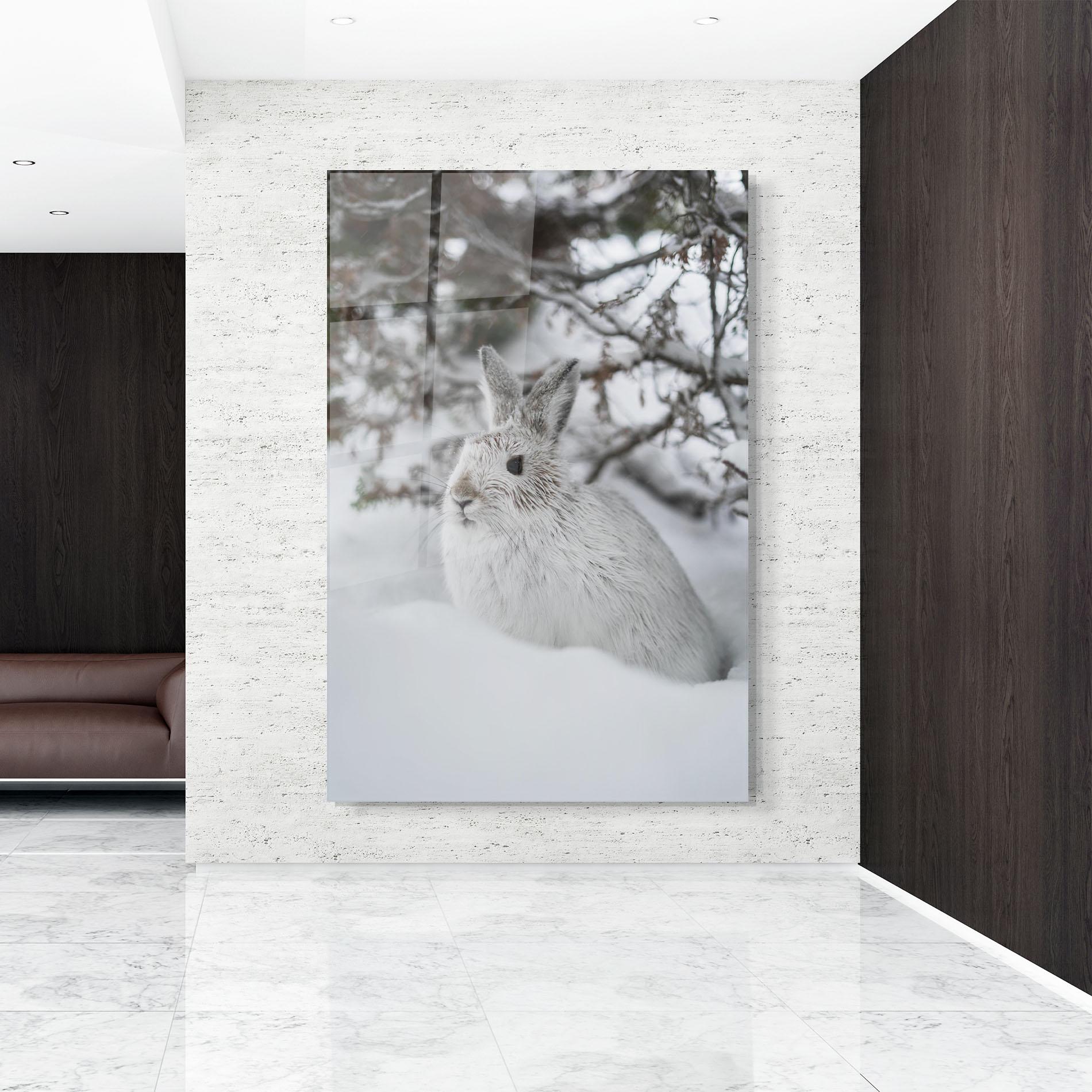 Tablou Sticla Bunny In Snow mockup 9