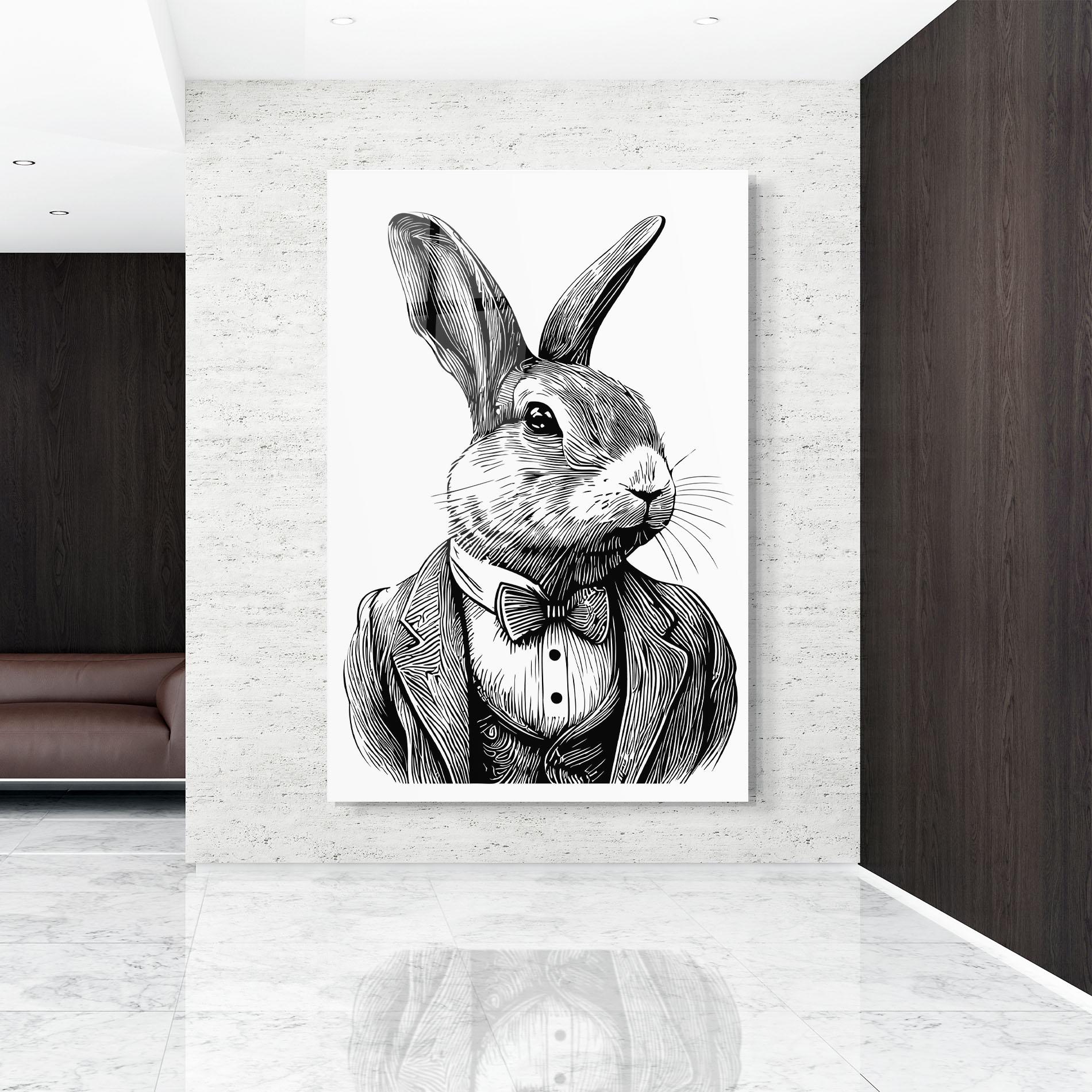 Tablou Sticla Bunny In Suit mockup 9