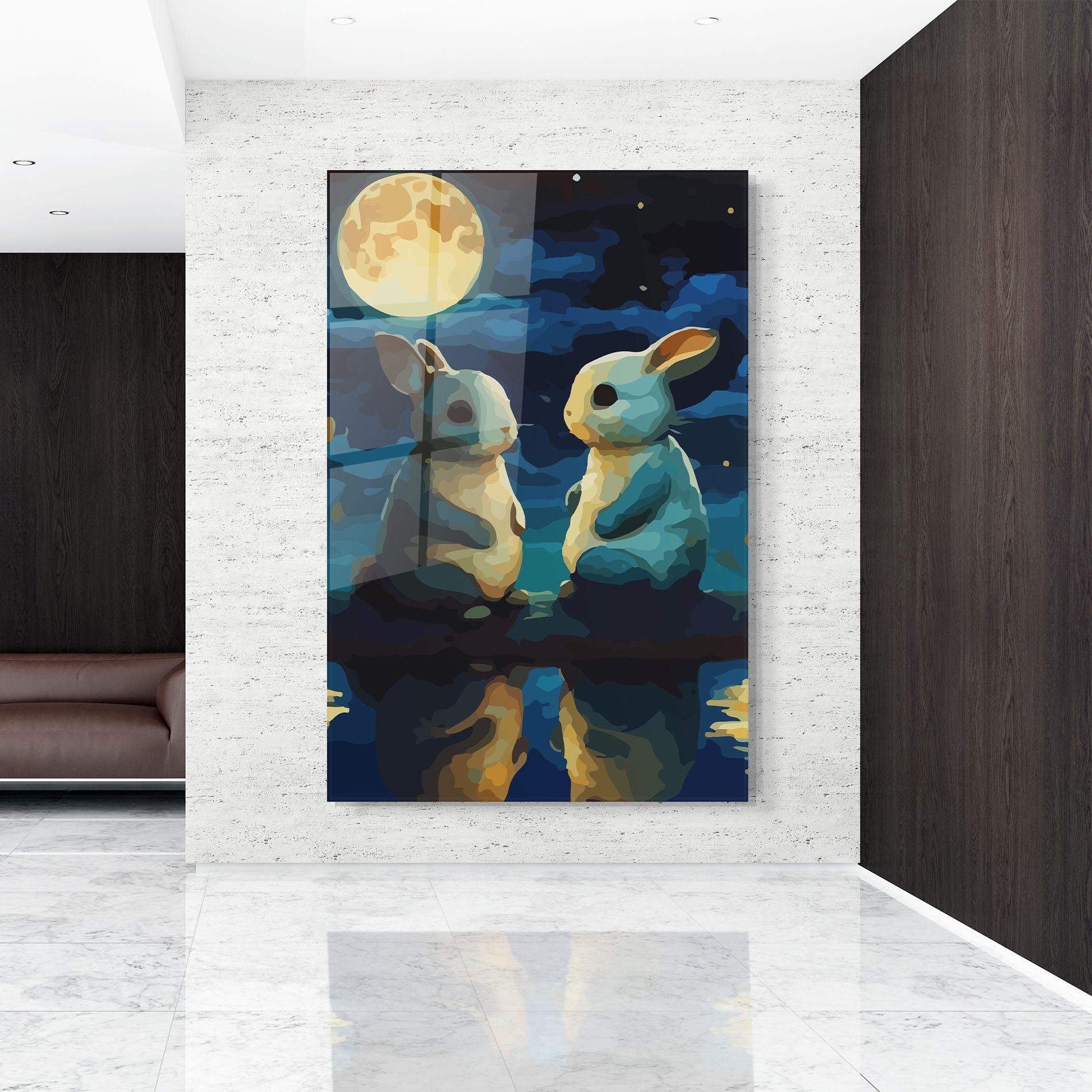 Tablou Sticla Full Moon Bunny mockup 9