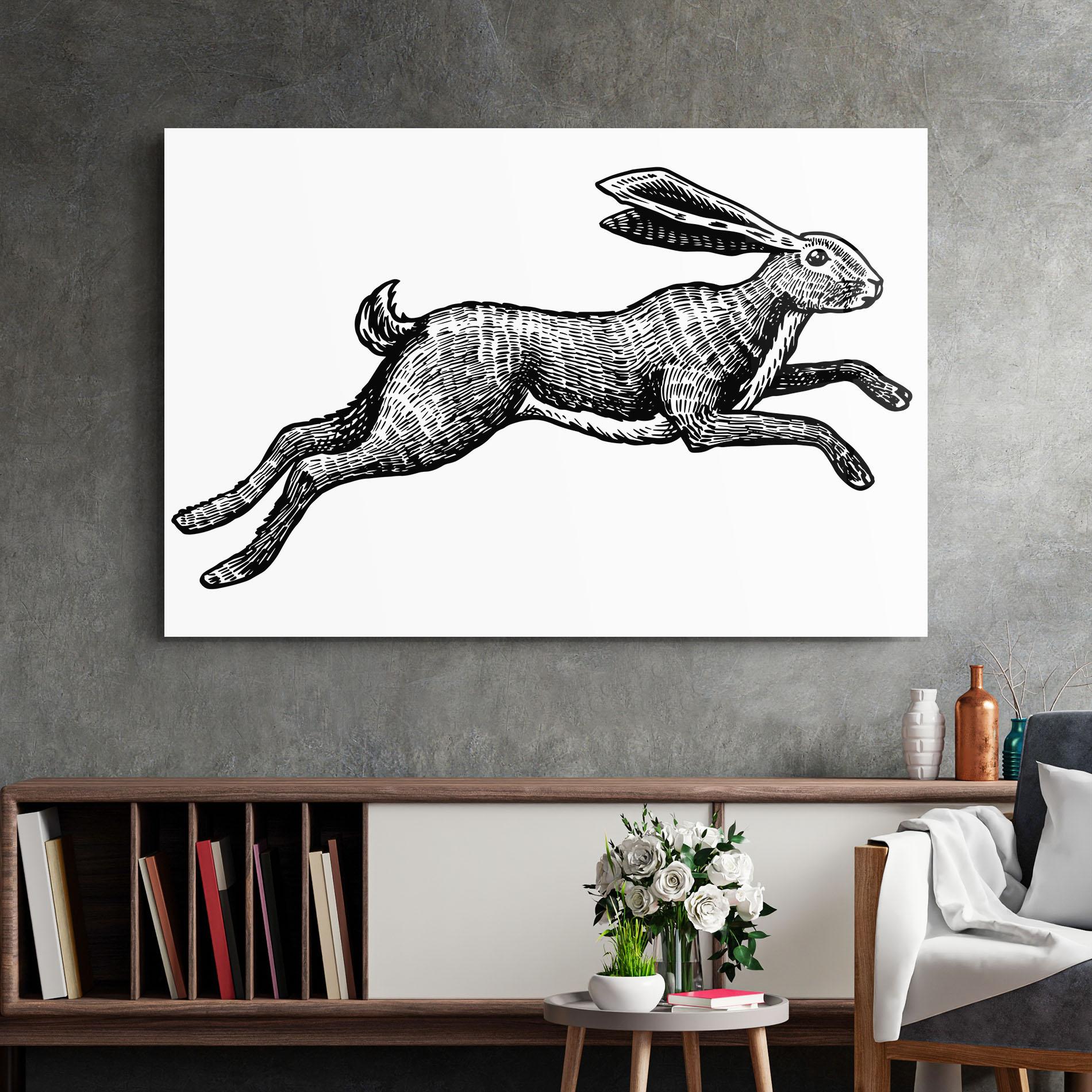 Tablou Sticla Black Line Bunny mockup 2