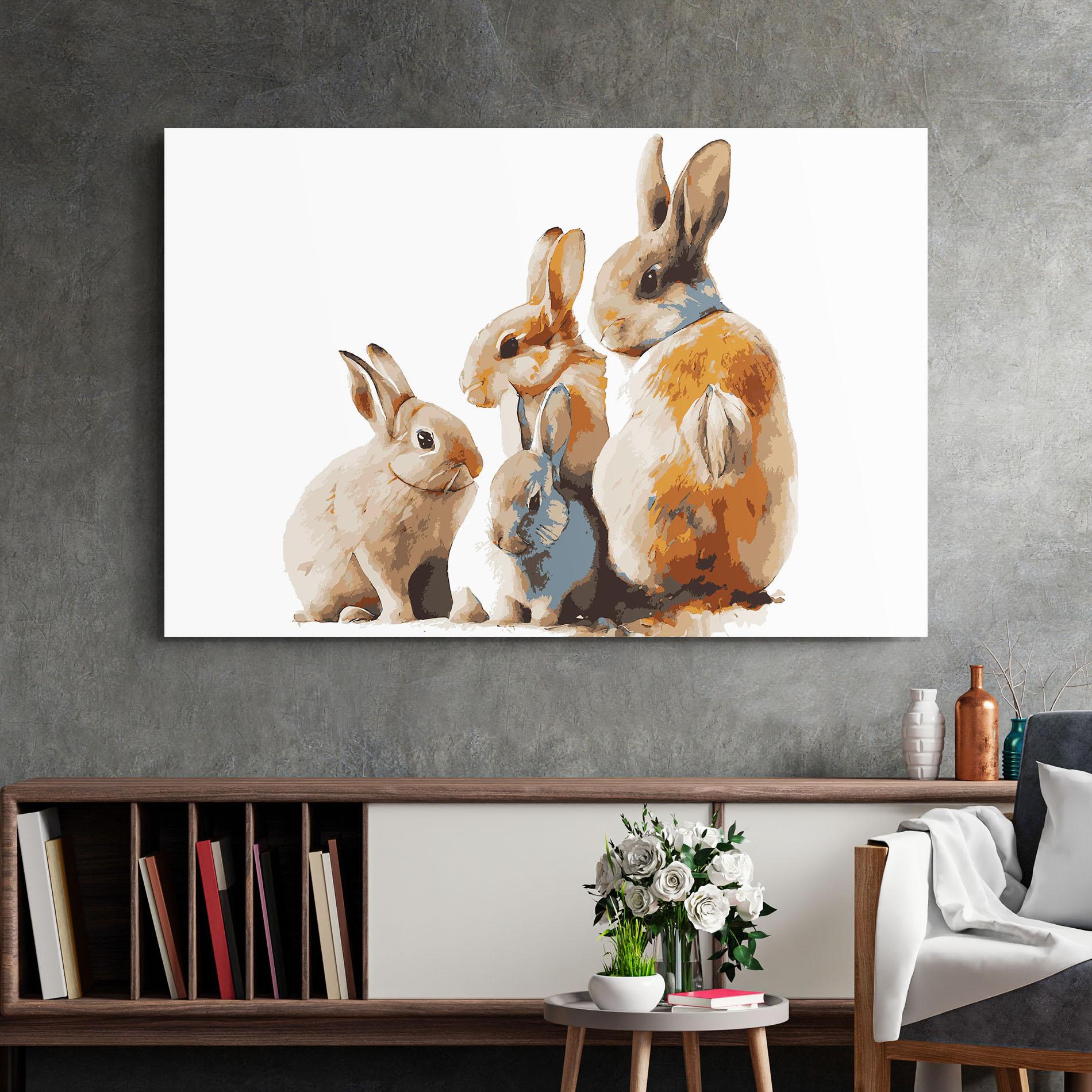 Tablou Sticla Bunny Family mockup 2