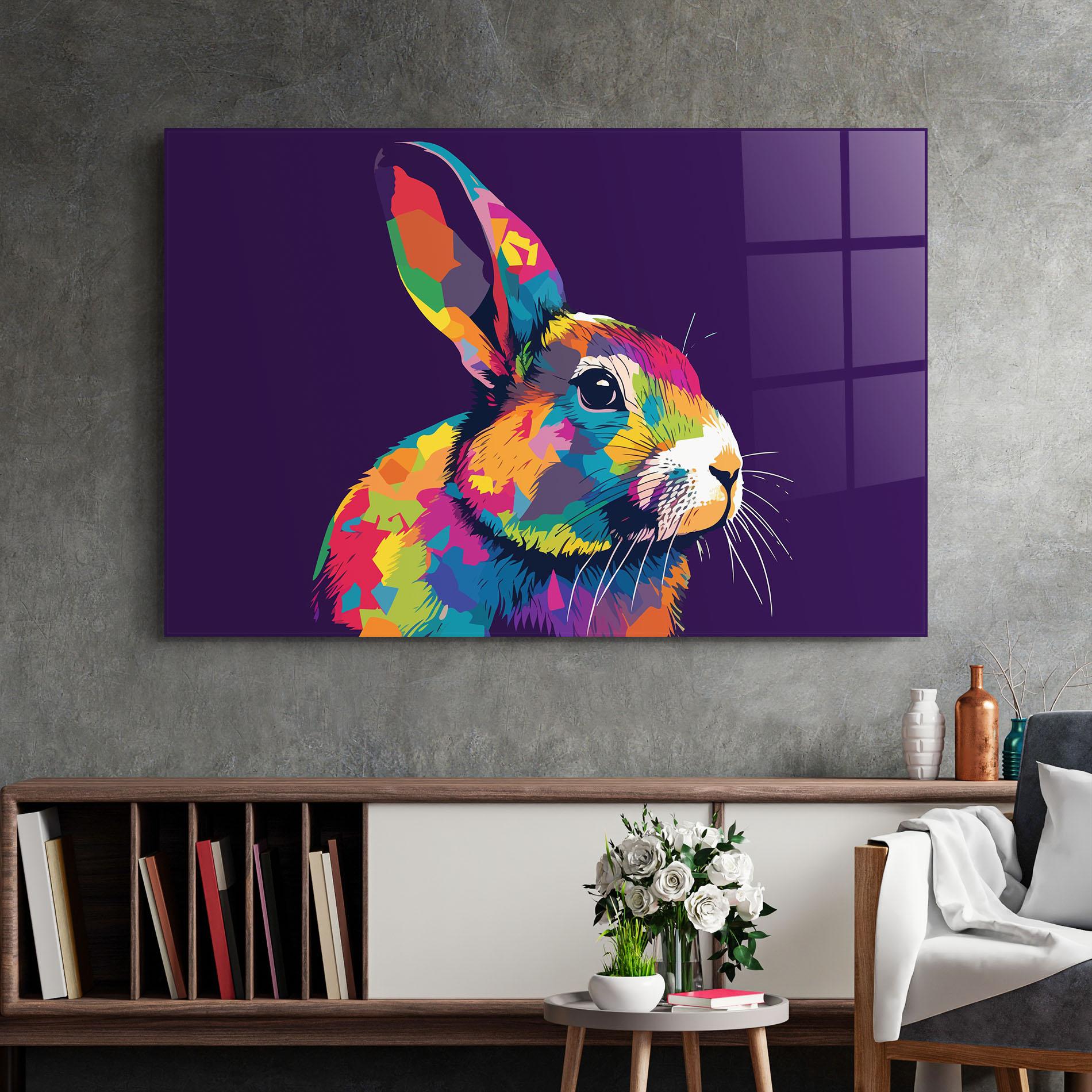 Tablou Sticla Bunny On Purple mockup 2