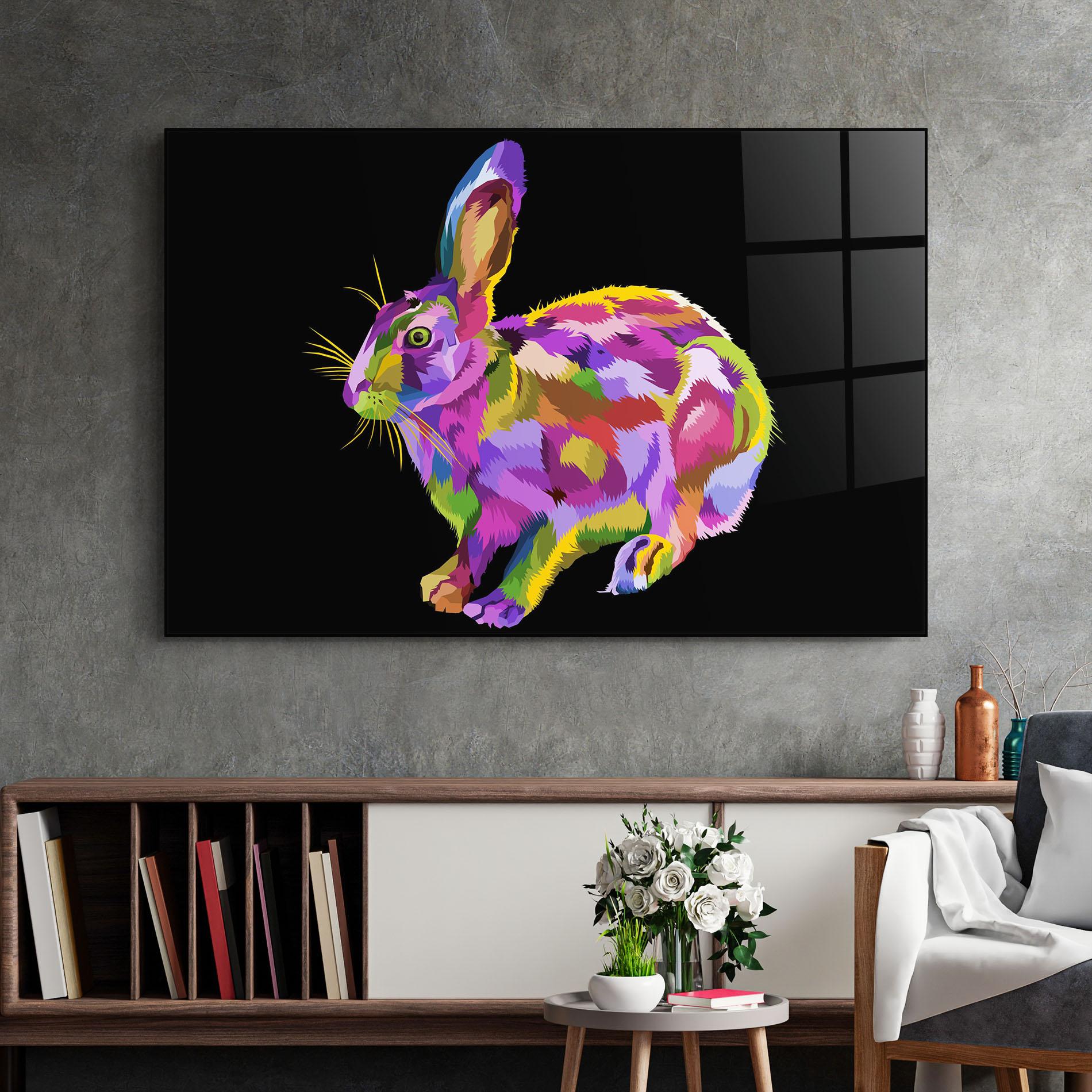 Tablou Sticla Colorful Bunny mockup 2