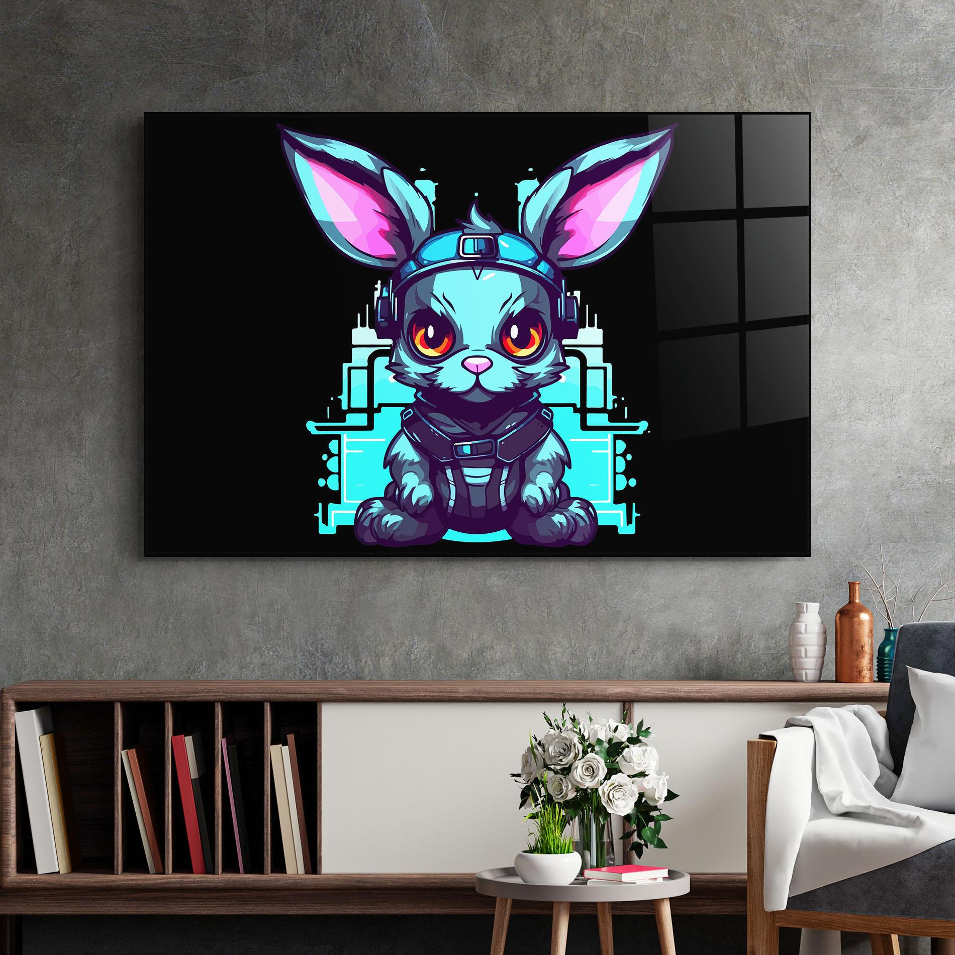 Tablou Sticla Cyberpunk Rabbit mockup 2