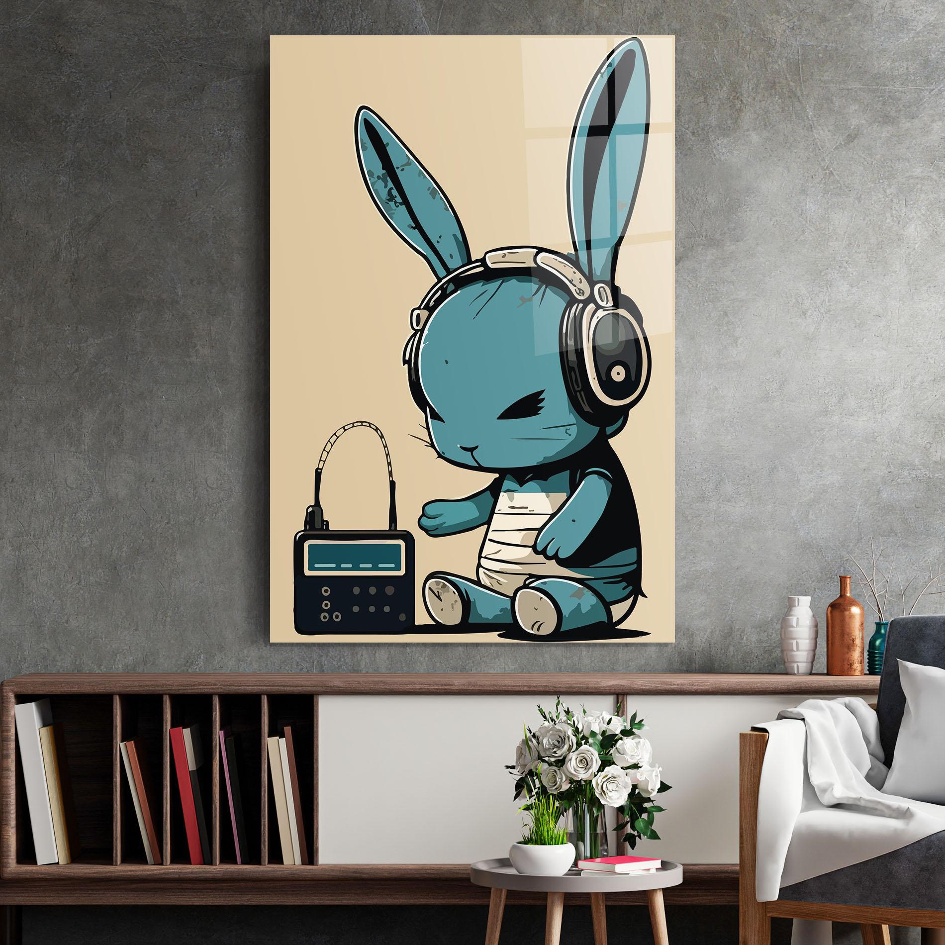 Tablou Sticla Blue Baby Bunny mockup 2
