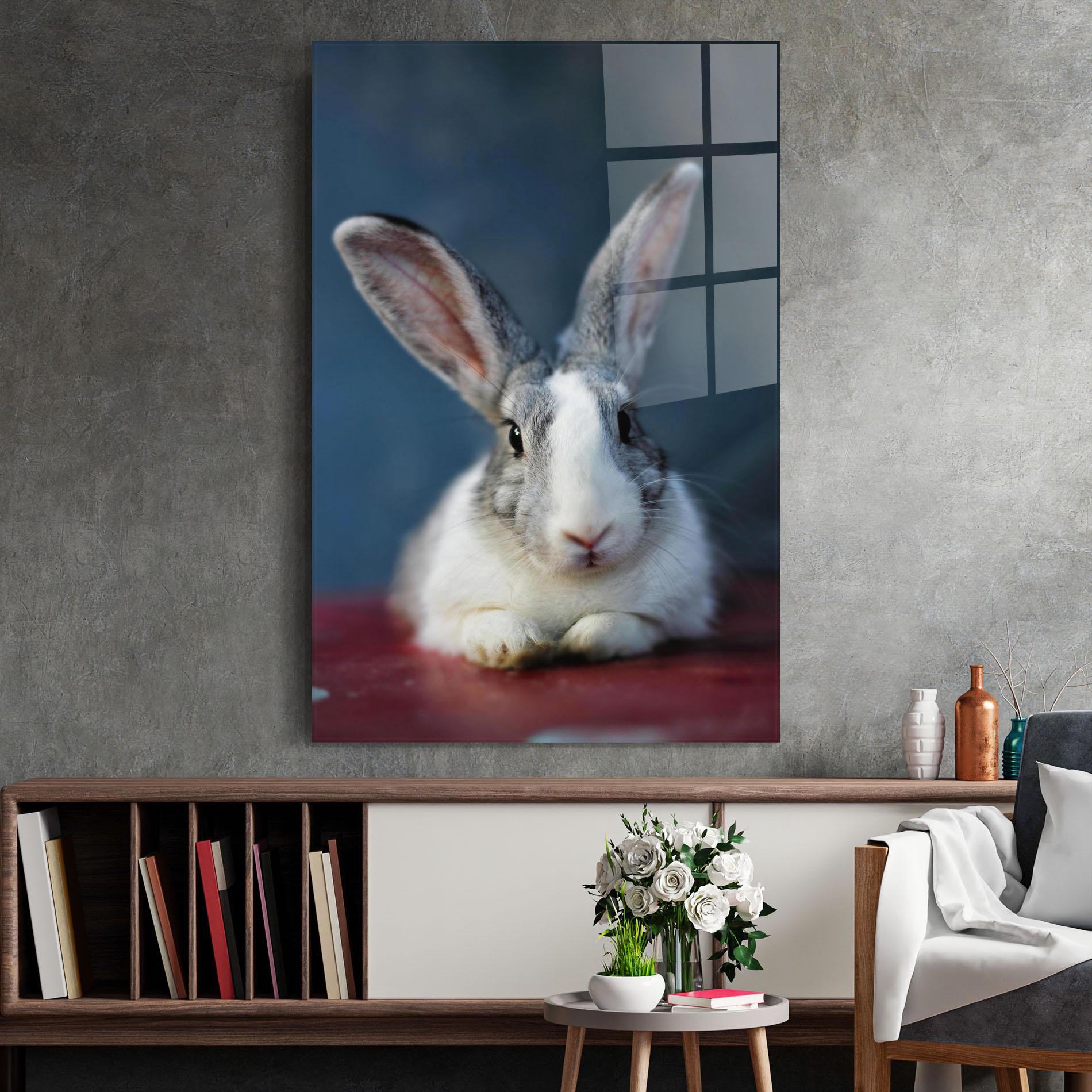Tablou Sticla Cute Grey Bunny mockup 2
