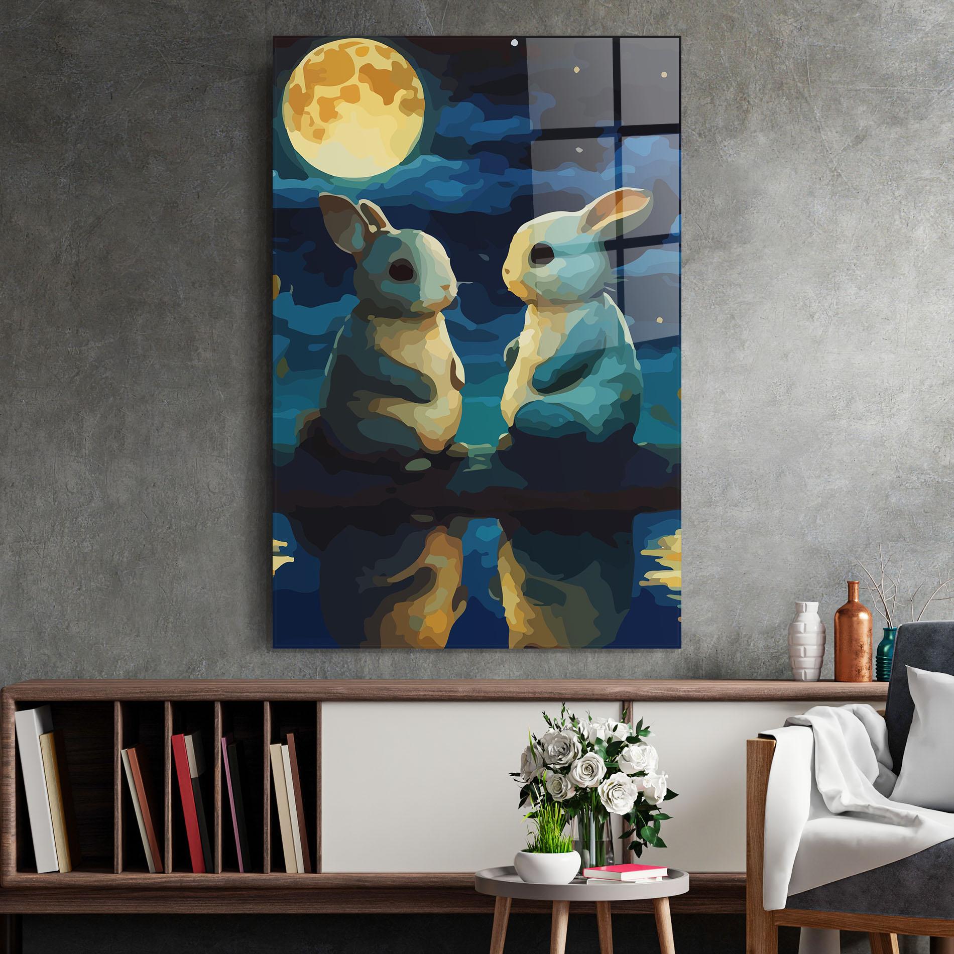 Tablou Sticla Full Moon Bunny mockup 2