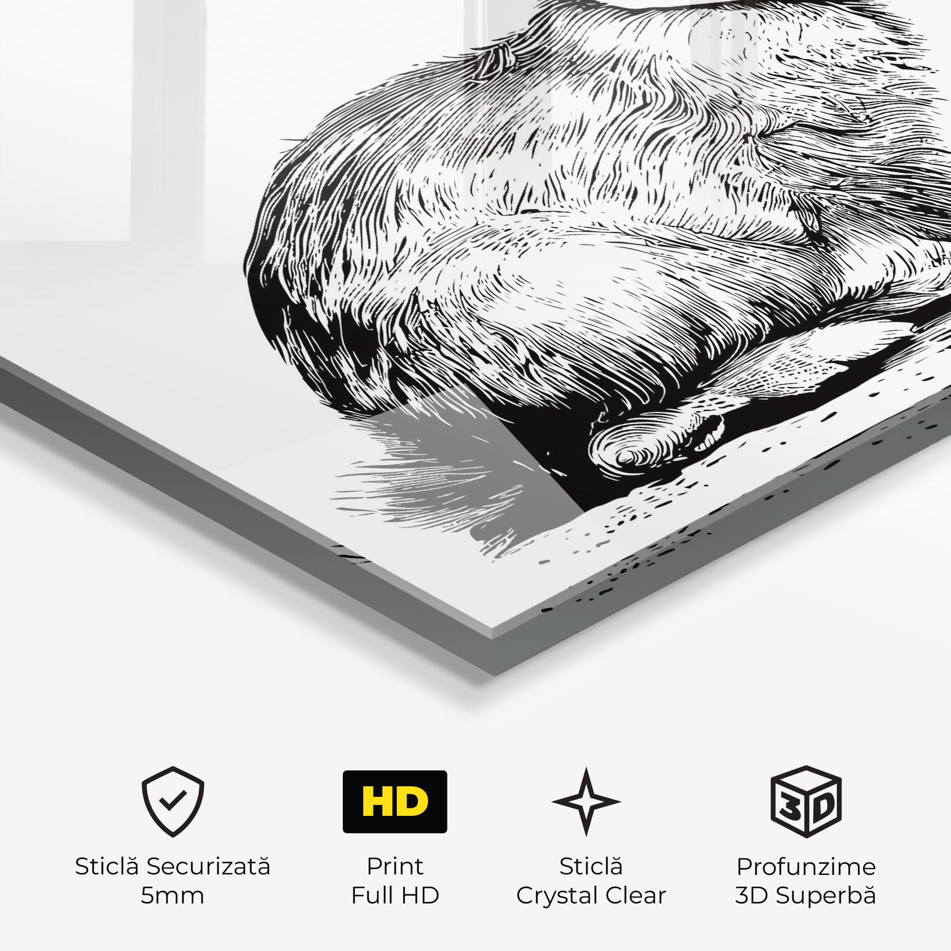 Tablou Sticla Bunny Black Lines mockup 3