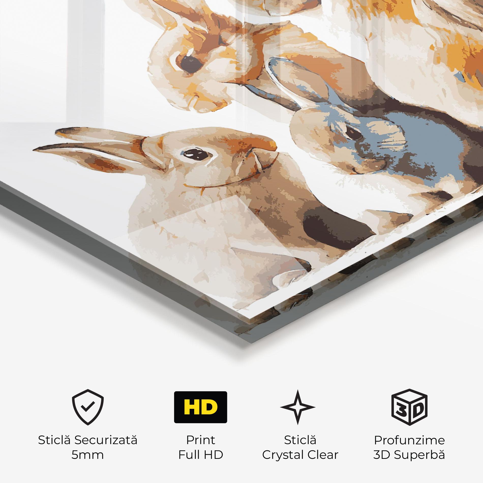 Tablou Sticla Bunny Family mockup 3