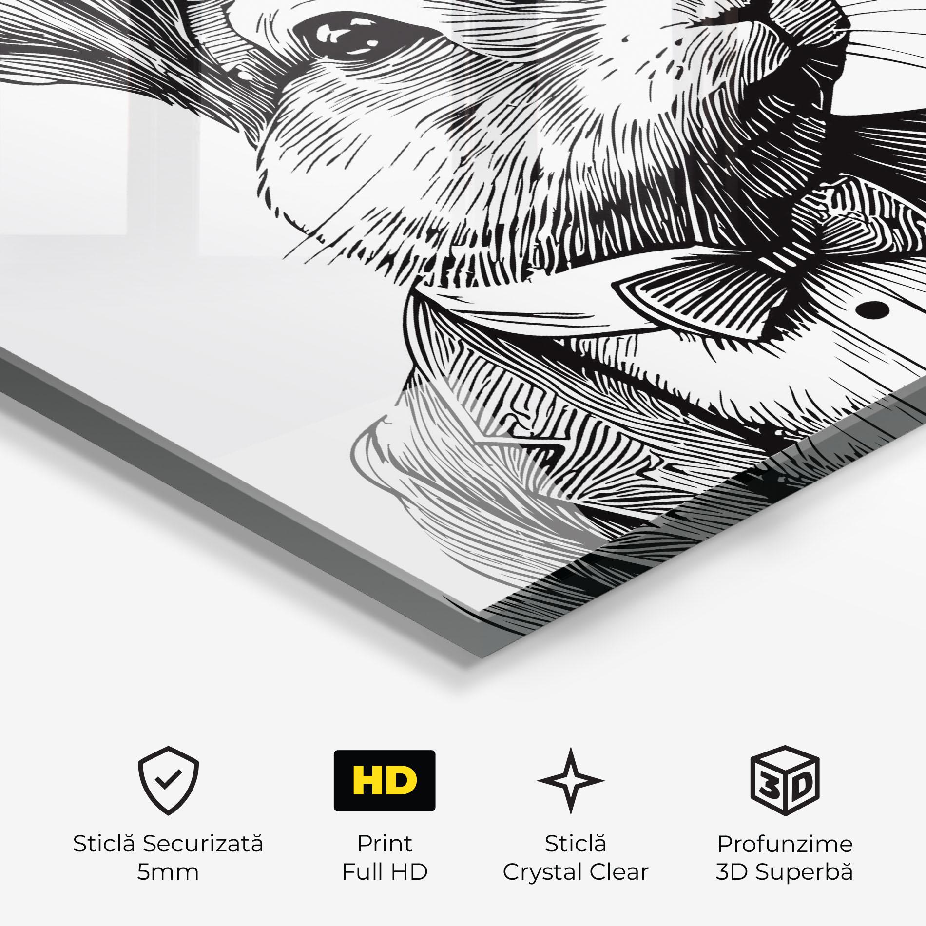 Tablou Sticla Bunny In Suit mockup 3