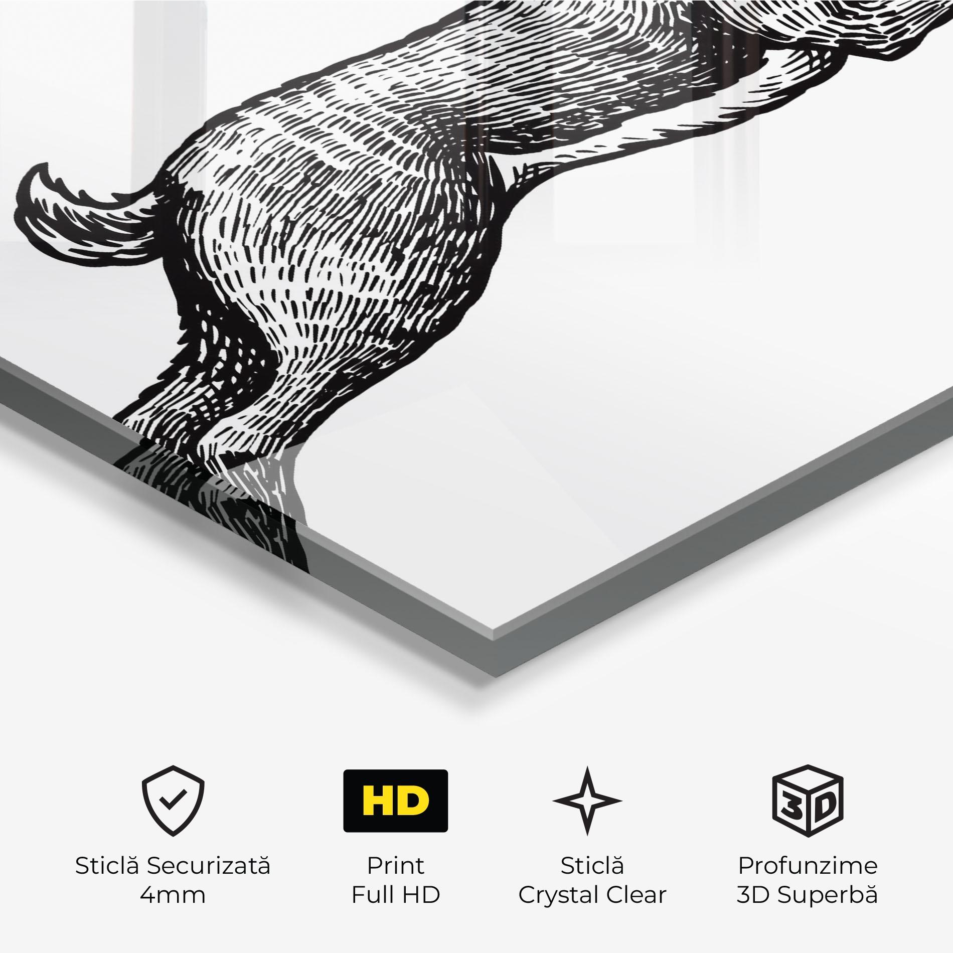 Tablou Sticla Black Line Bunny mockup 3