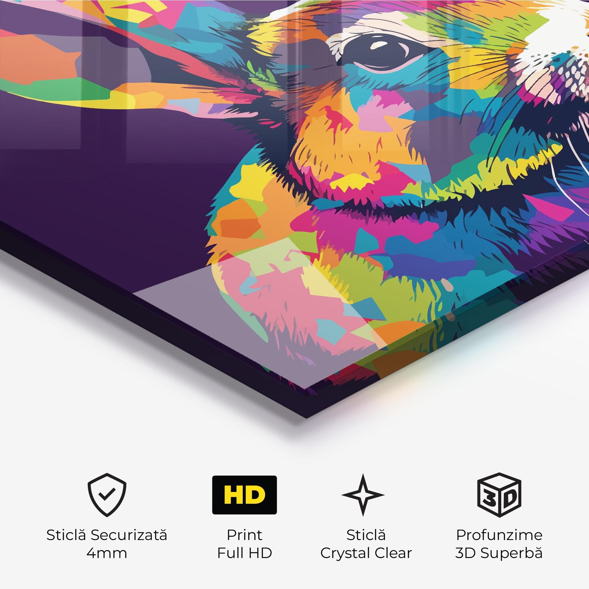 Tablou Sticla Bunny On Purple mockup 3