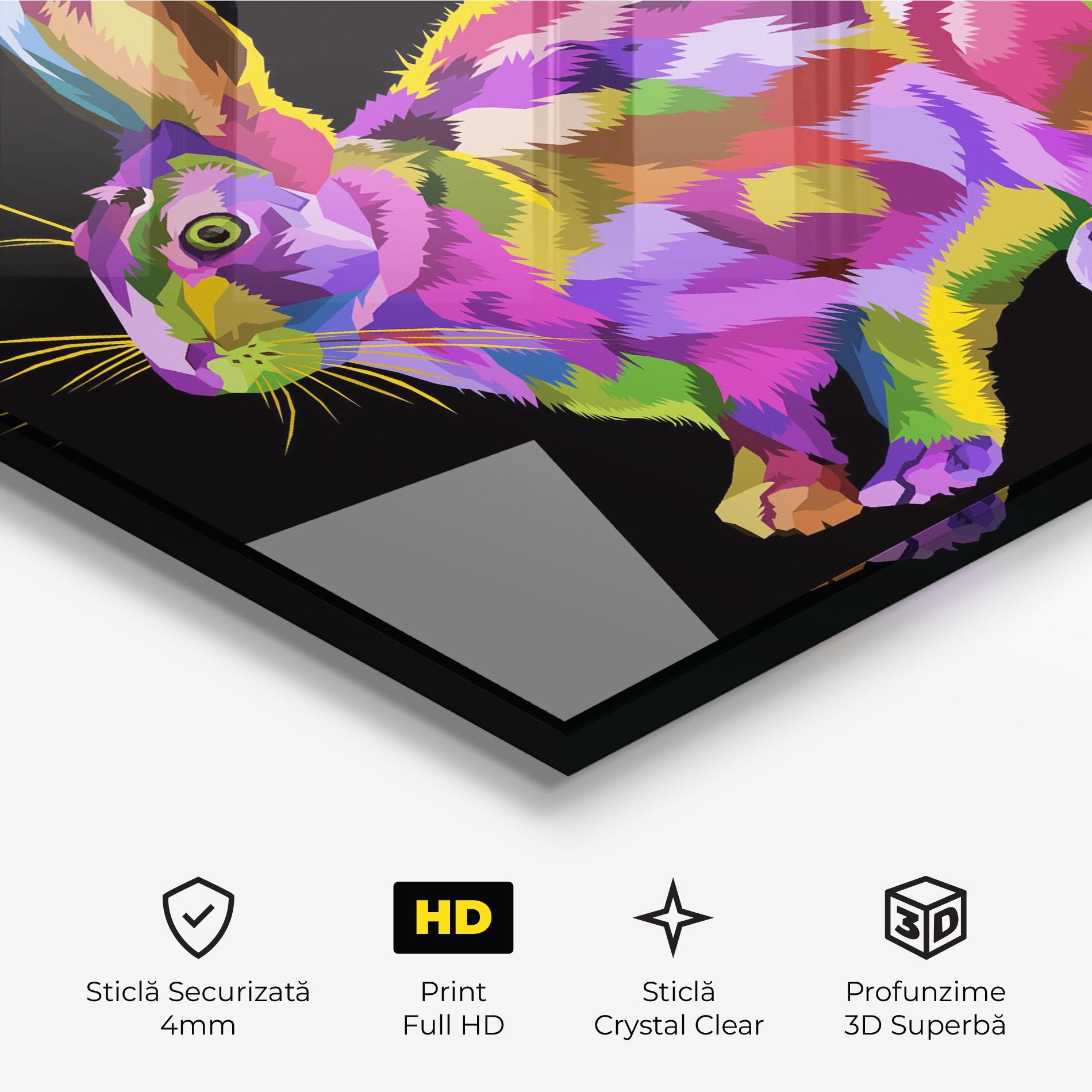 Tablou Sticla Colorful Bunny mockup 3