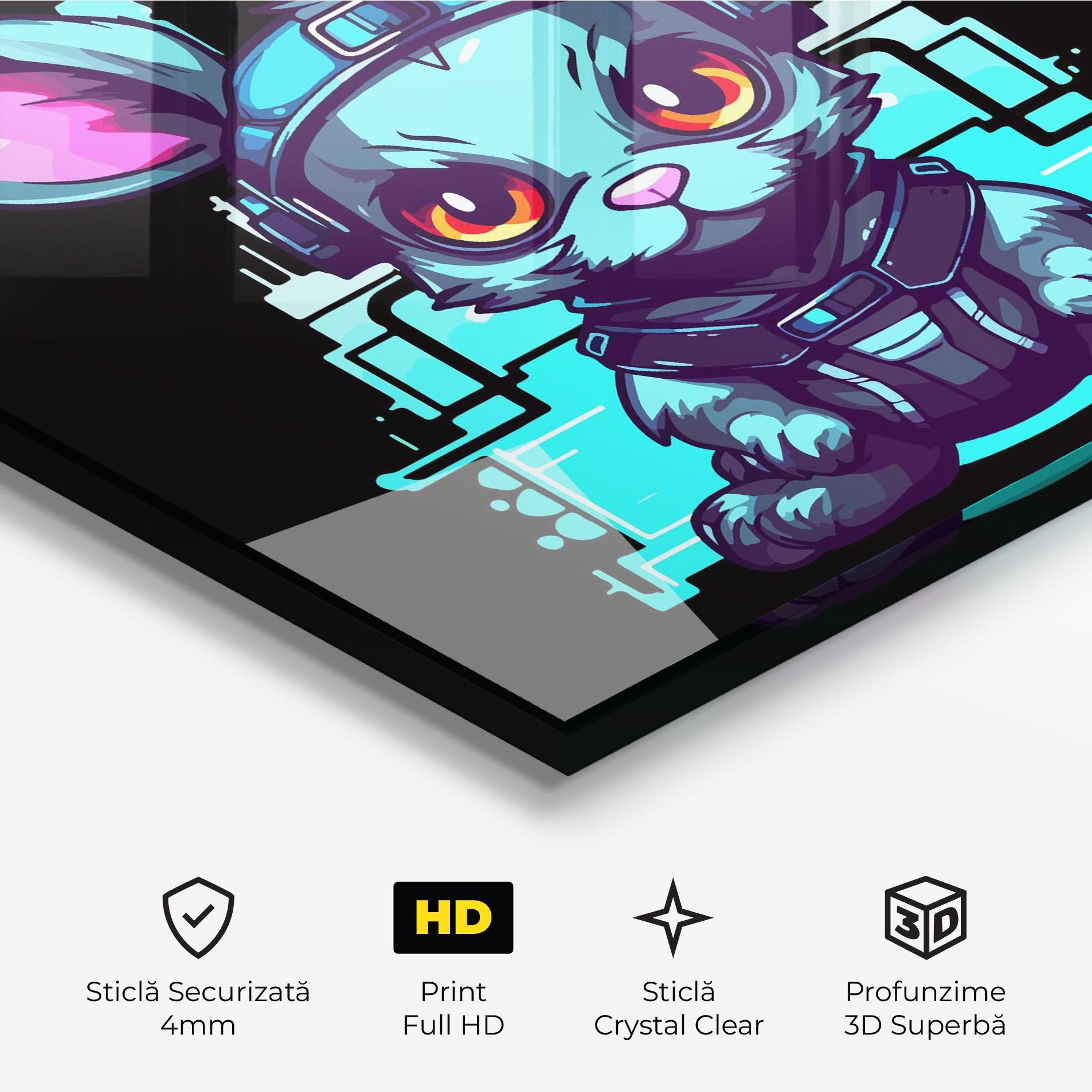 Tablou Sticla Cyberpunk Rabbit mockup 3