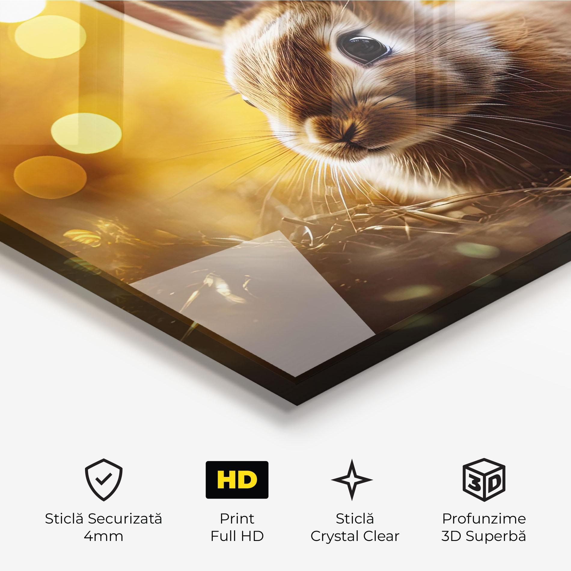 Tablou Sticla Gold Lights Bunny mockup 3