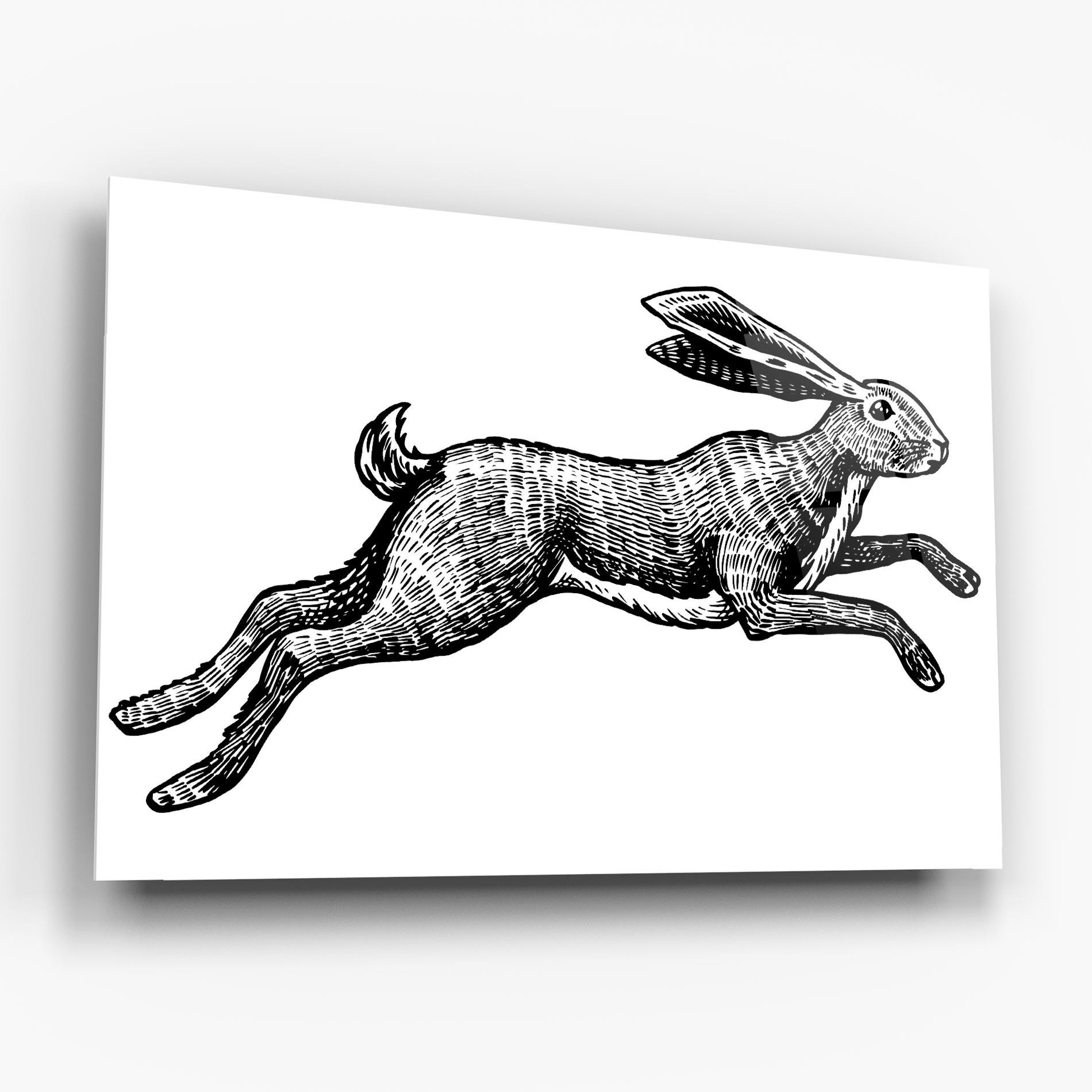 Tablou Sticla Black Line Bunny mockup 6