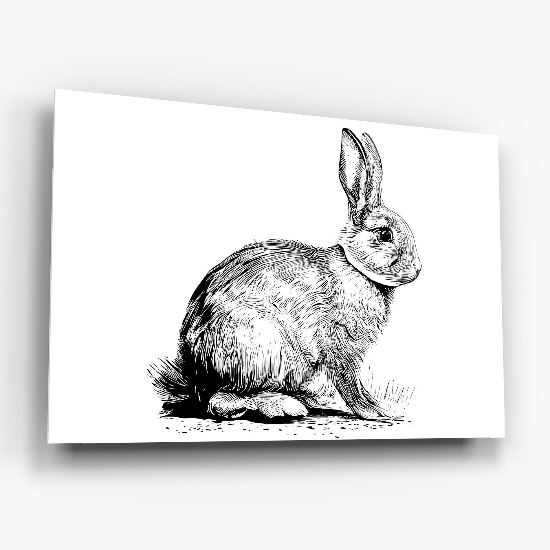Tablou Sticla Bunny Black Lines mockup 6