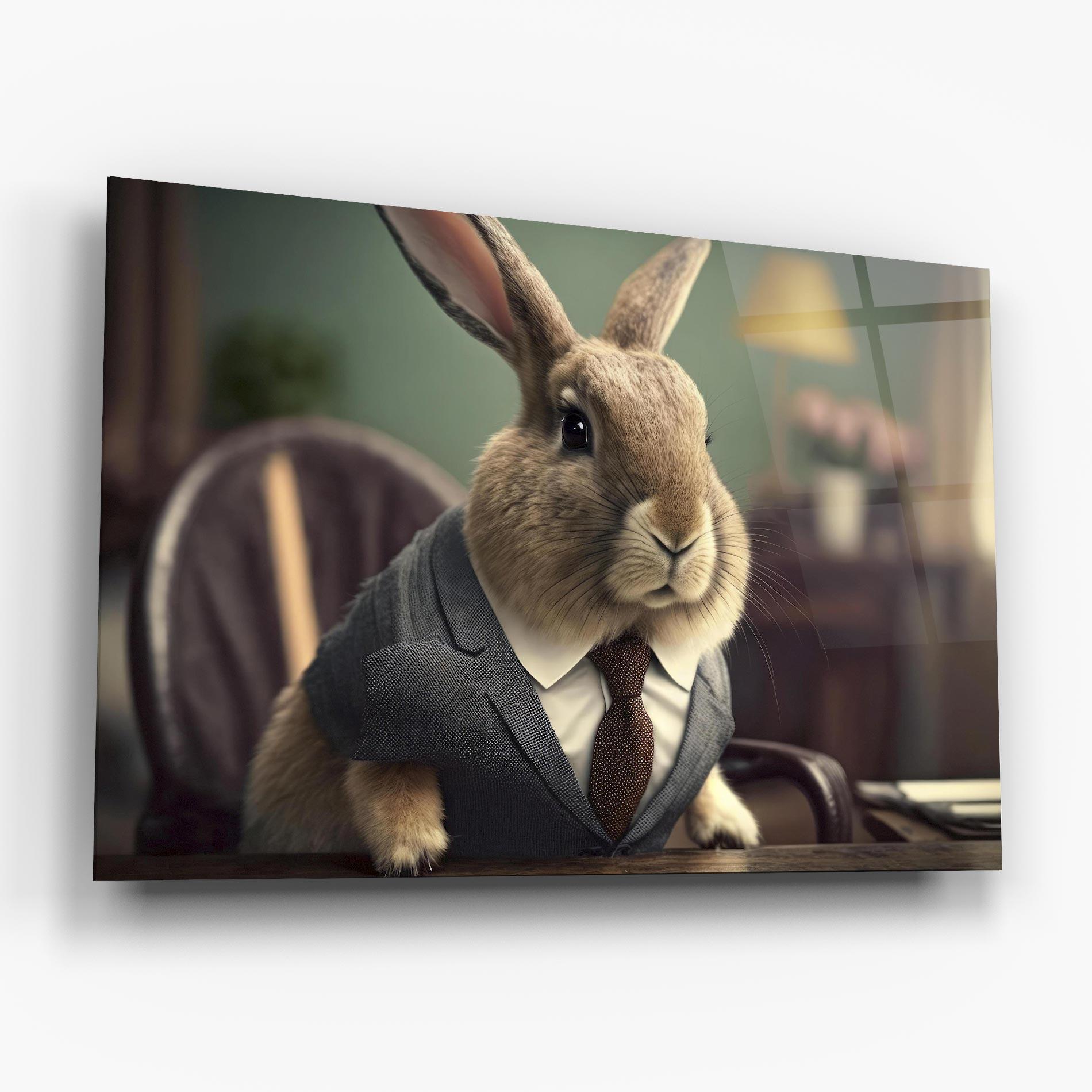 Tablou Sticla Business Suit Bunny mockup 6