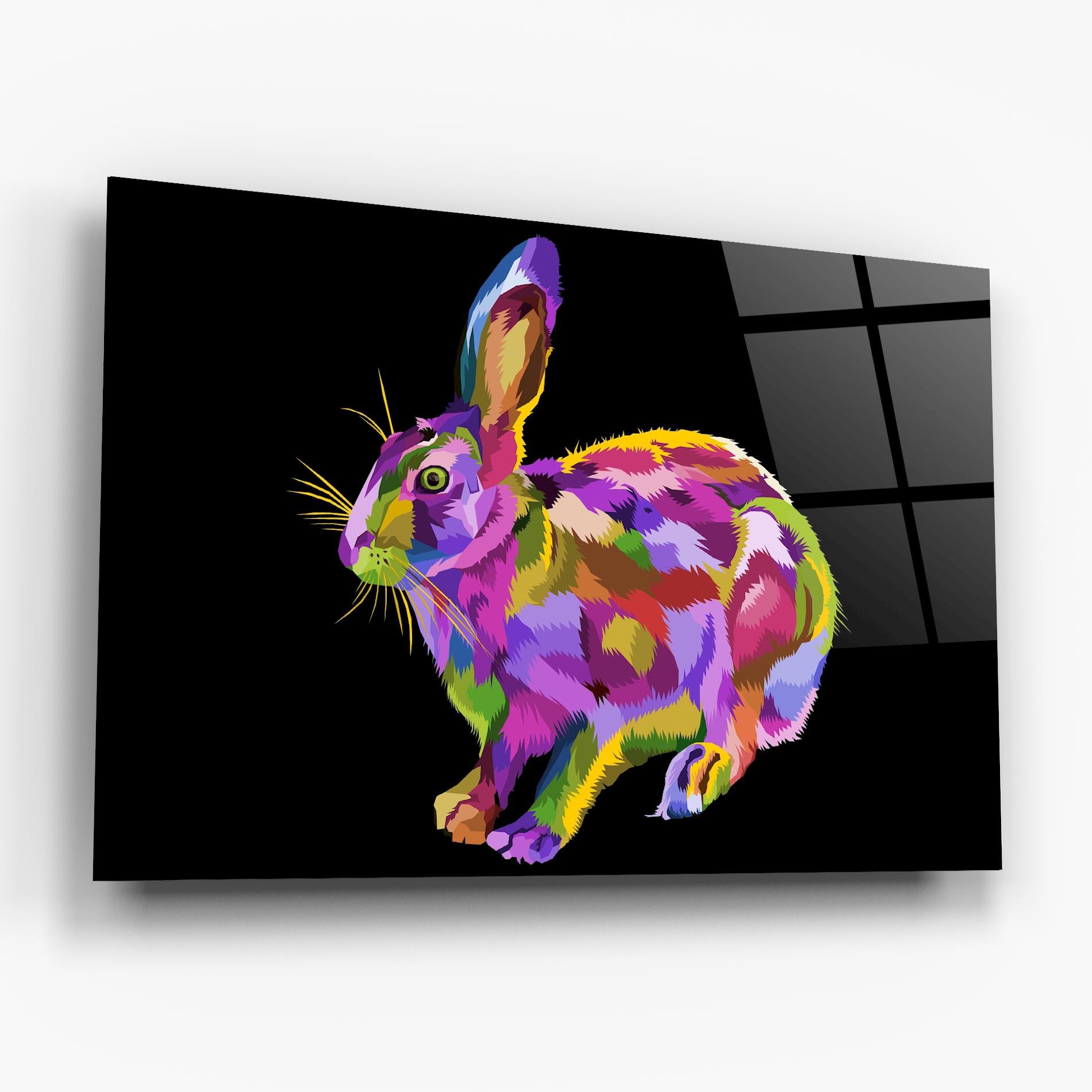 Tablou Sticla Colorful Bunny mockup 6