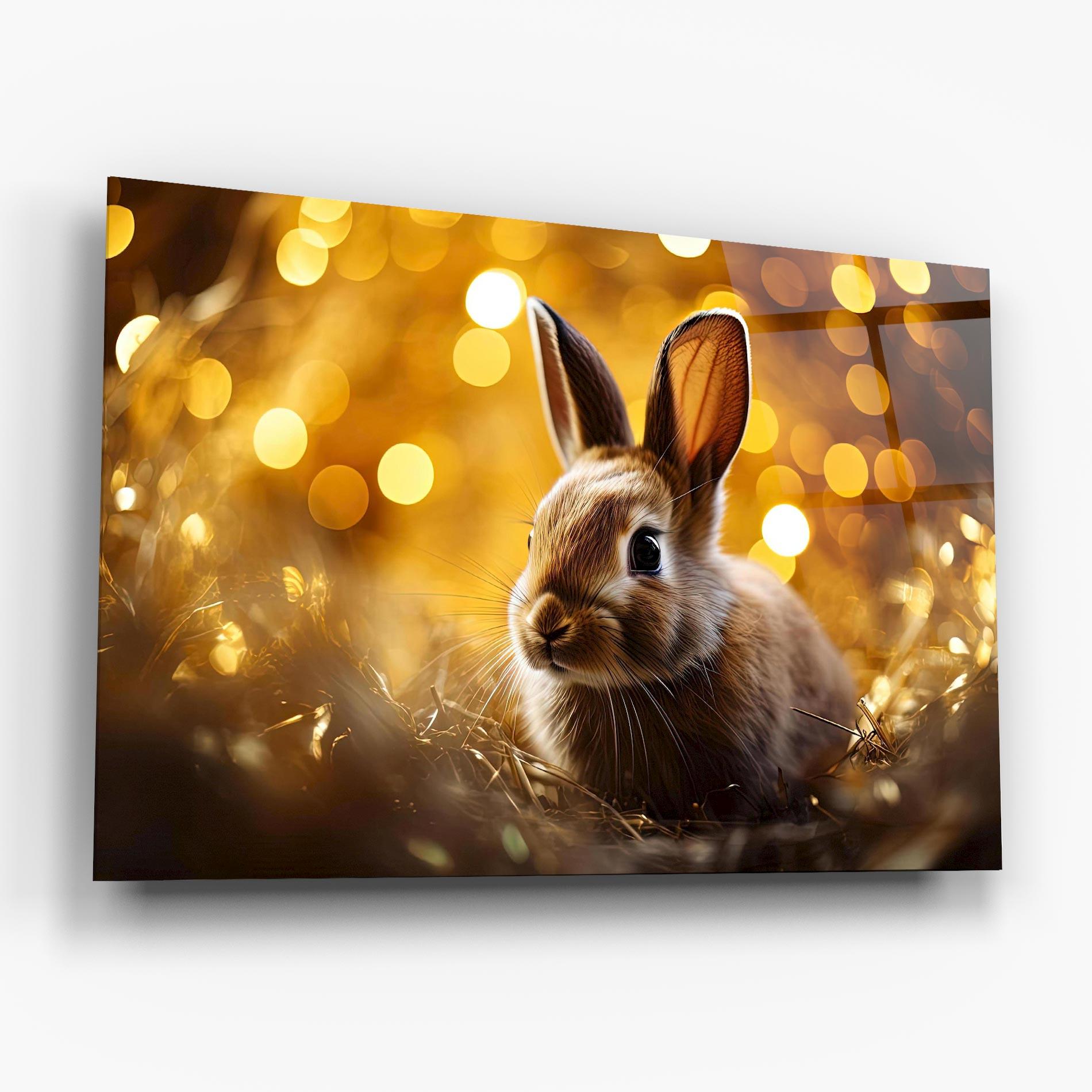 Tablou Sticla Gold Lights Bunny mockup 6