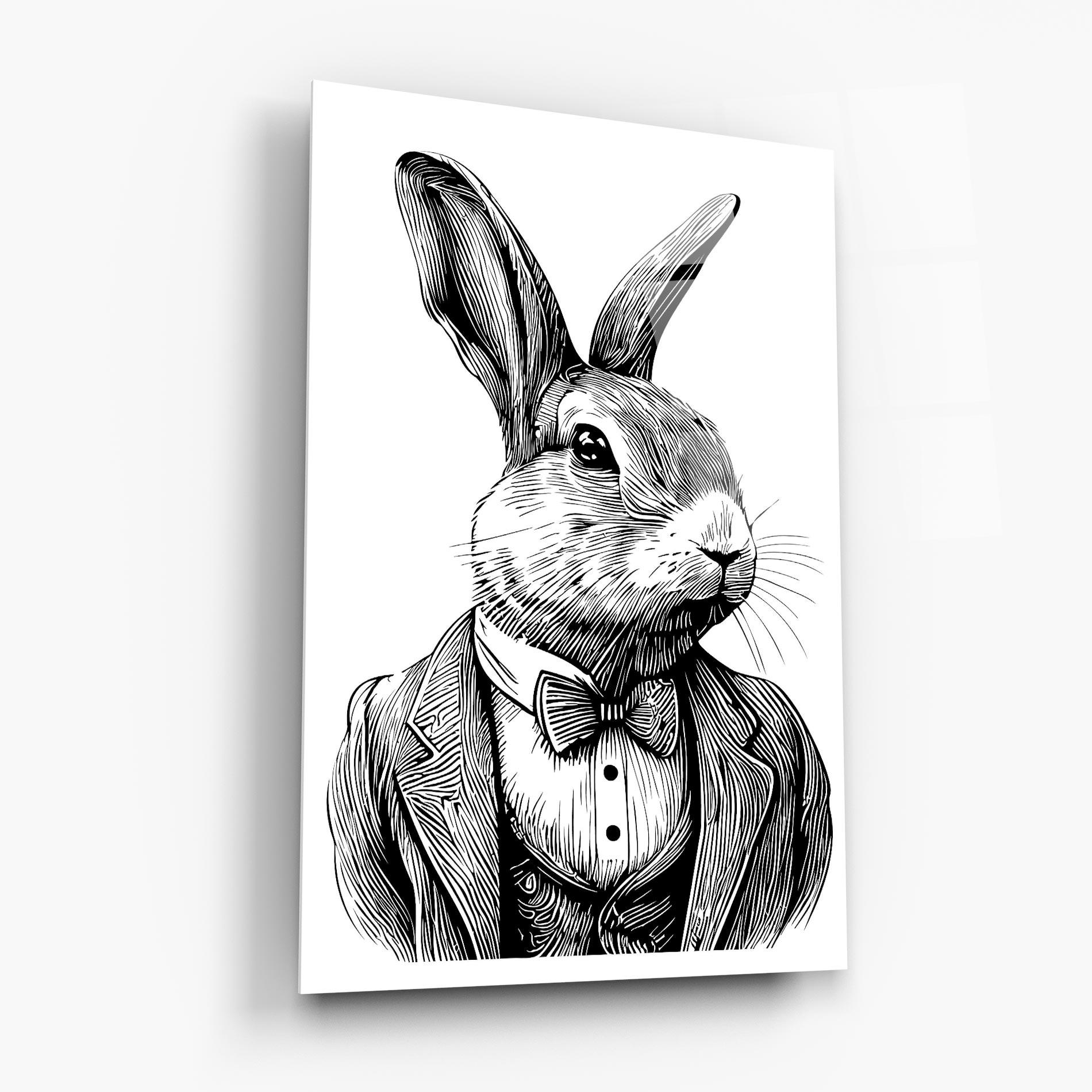 Tablou Sticla Bunny In Suit mockup 6