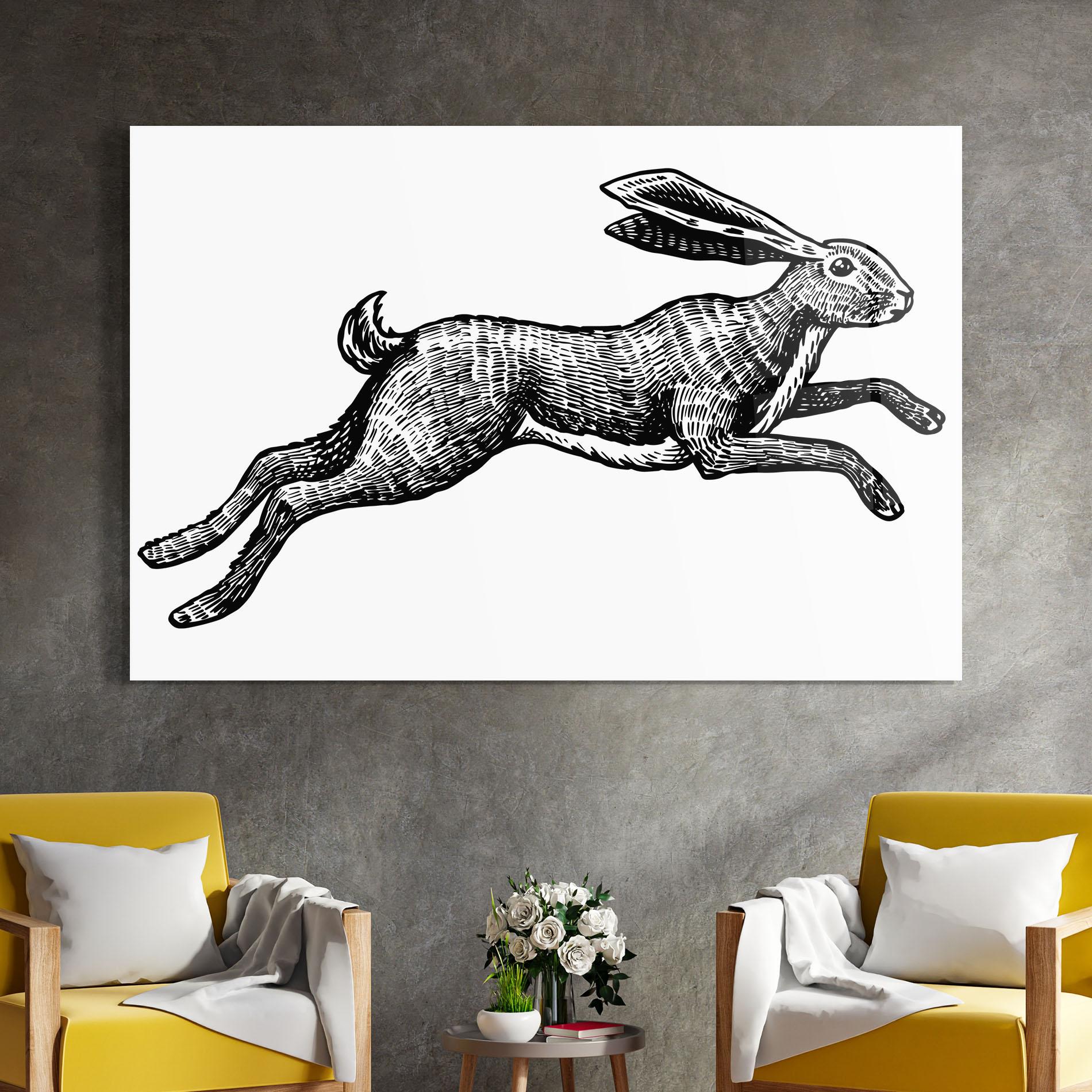 Tablou Sticla Black Line Bunny mockup 4
