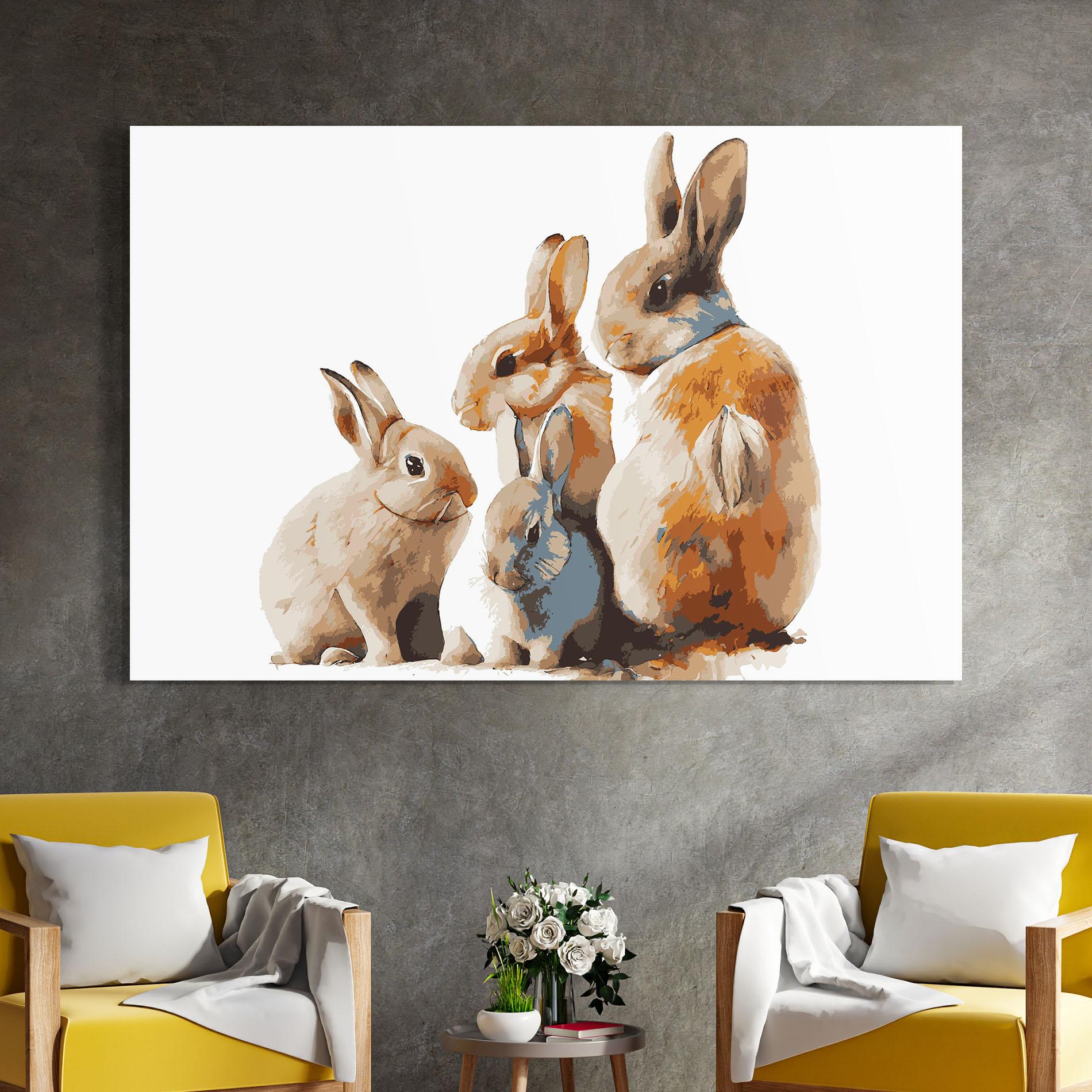Tablou Sticla Bunny Family mockup 4