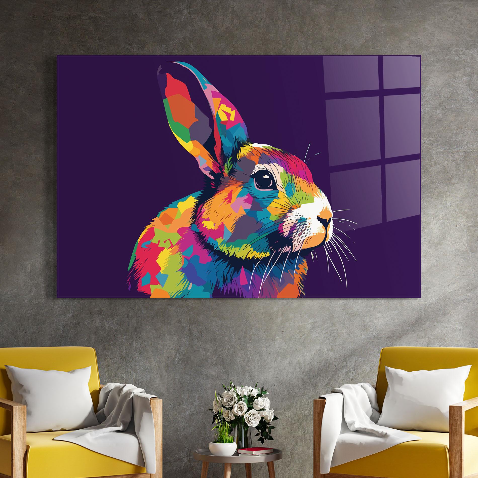 Tablou Sticla Bunny On Purple mockup 4
