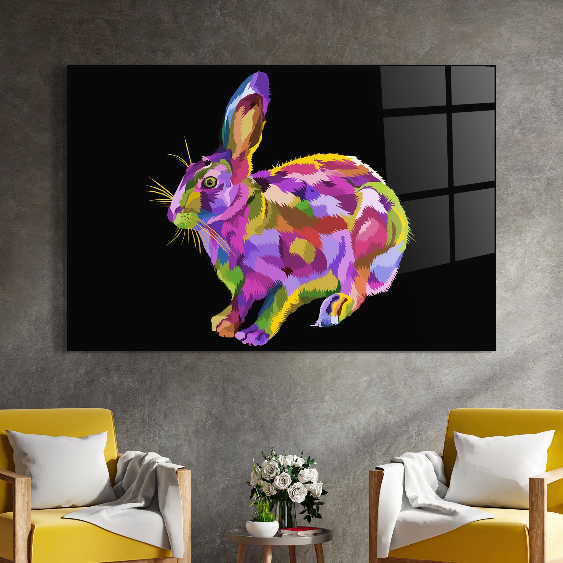 Tablou Sticla Colorful Bunny mockup 4