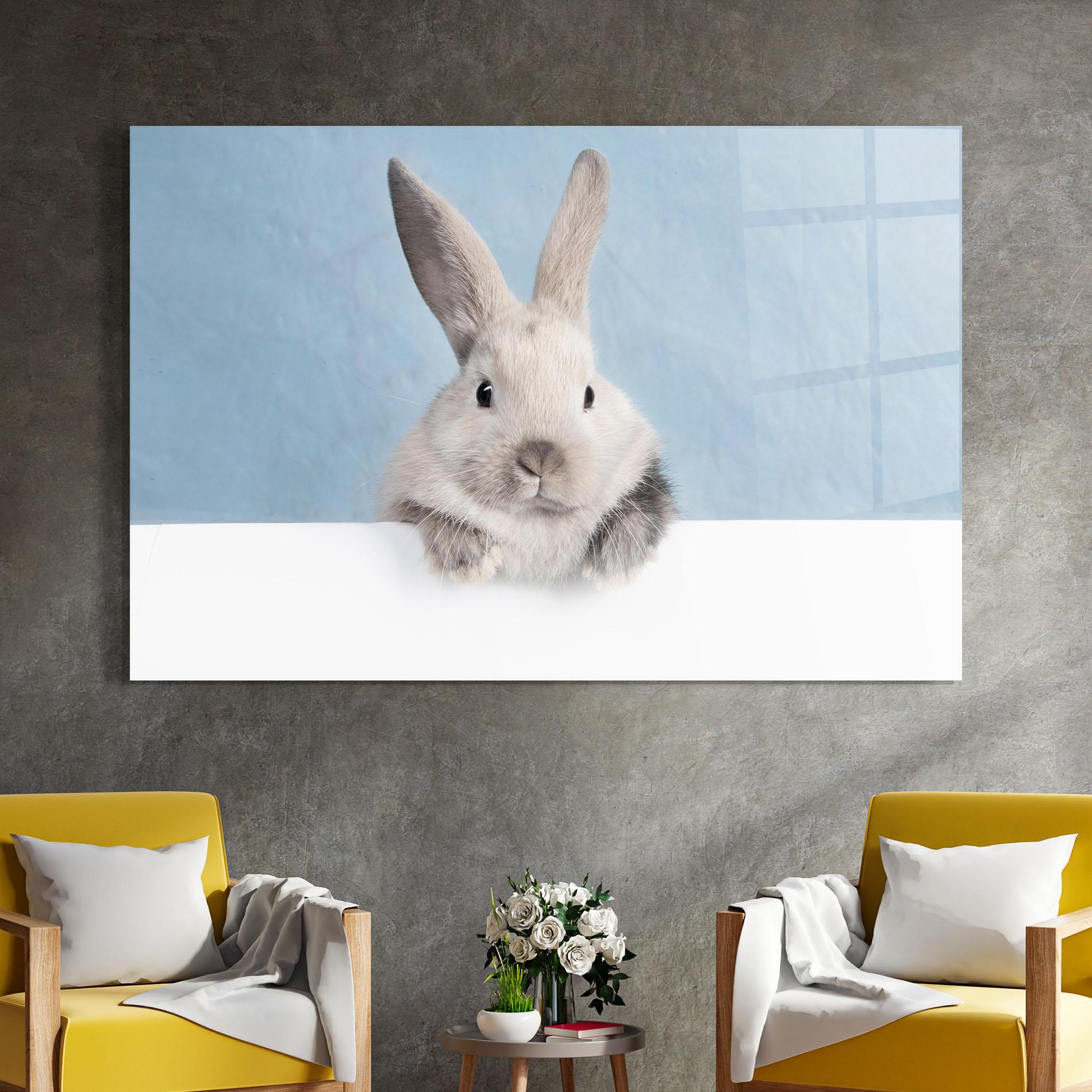 Tablou Sticla Cream Bunny mockup 4