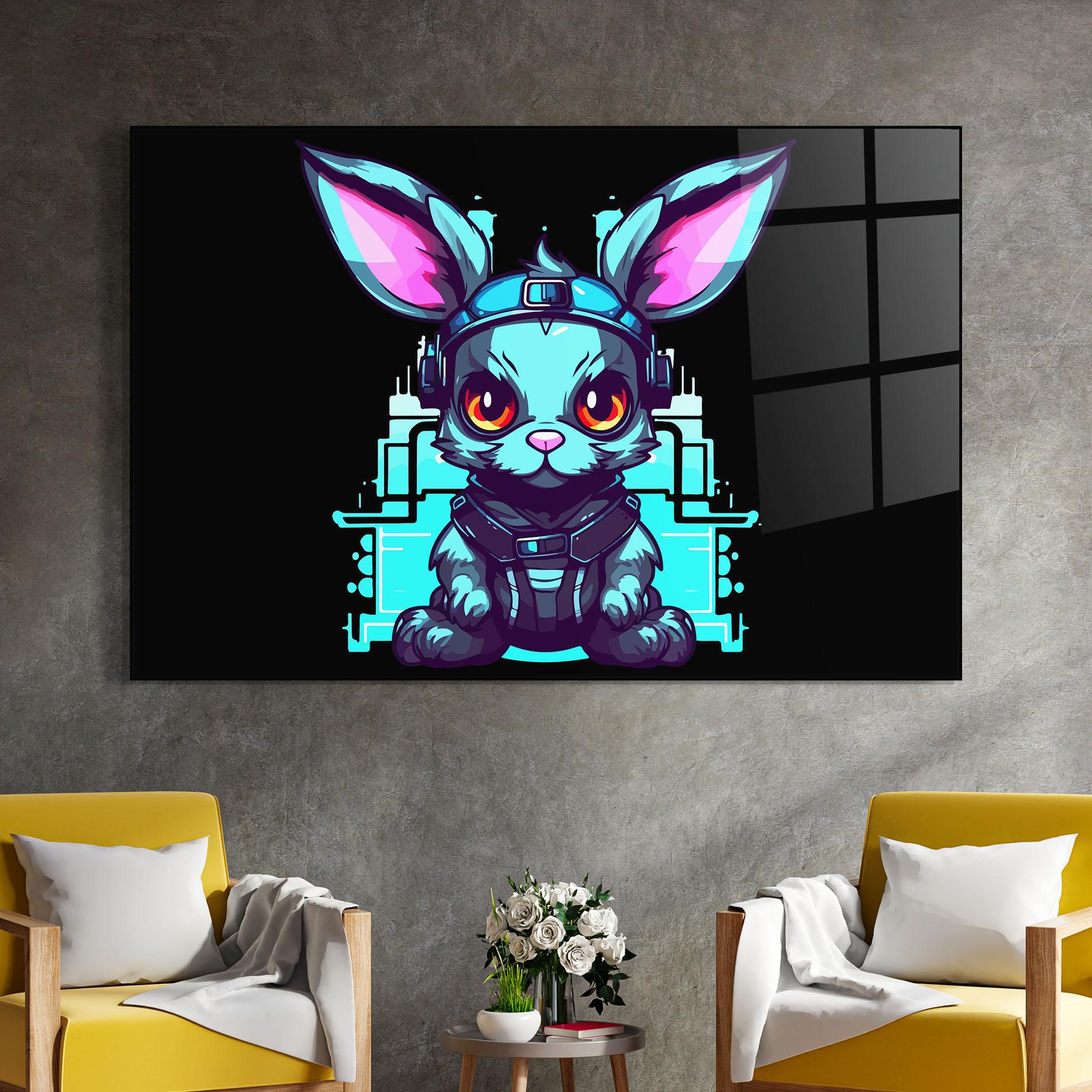 Tablou Sticla Cyberpunk Rabbit mockup 4
