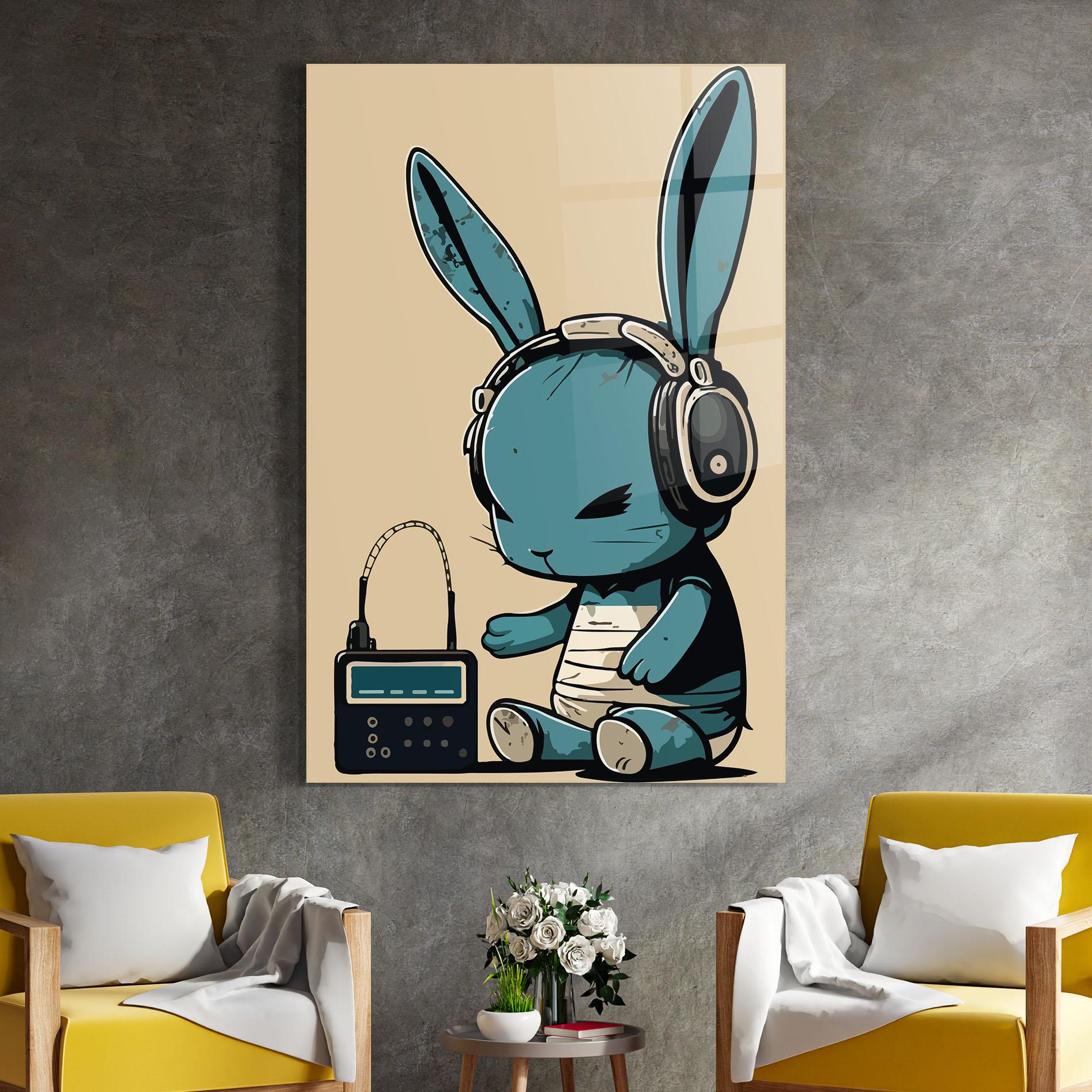 Tablou Sticla Blue Baby Bunny mockup 4