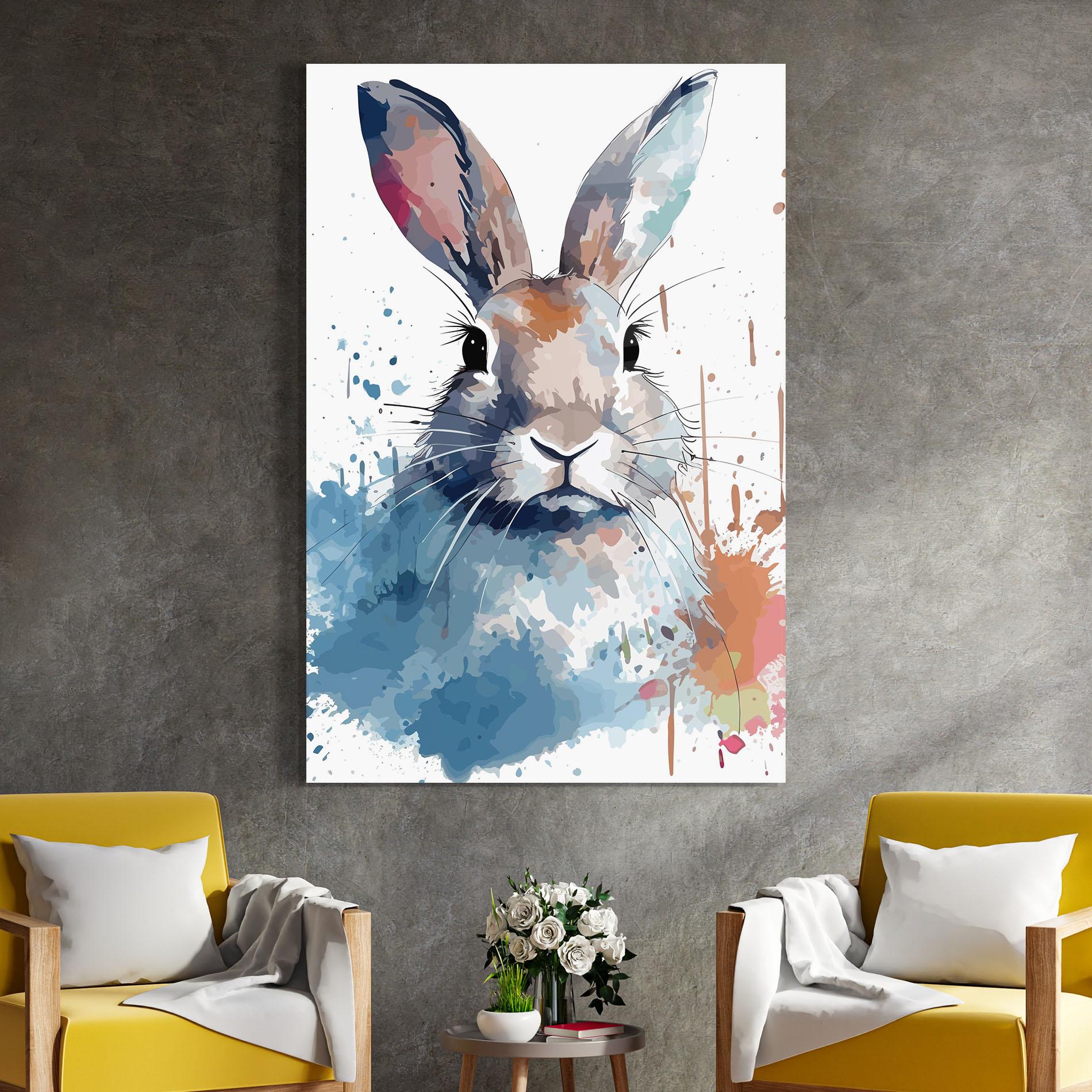 Tablou Sticla Bunny Art Splash mockup 4